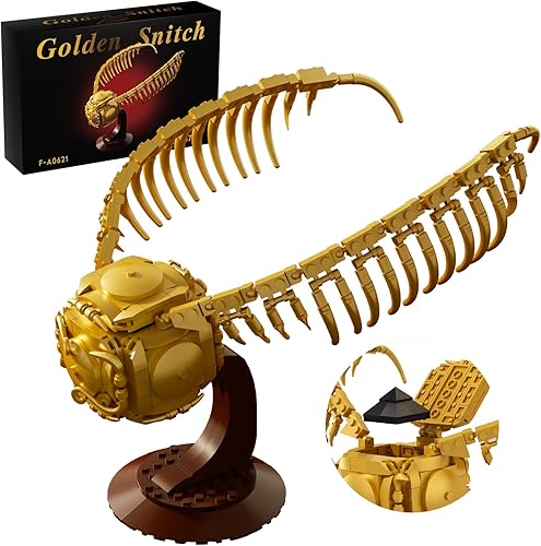 Juego de bloques de construcción de Snitch dorados, HP Quidditch Flying Golden Snidget con piedra de resurrección, regalos de decoración del hogar