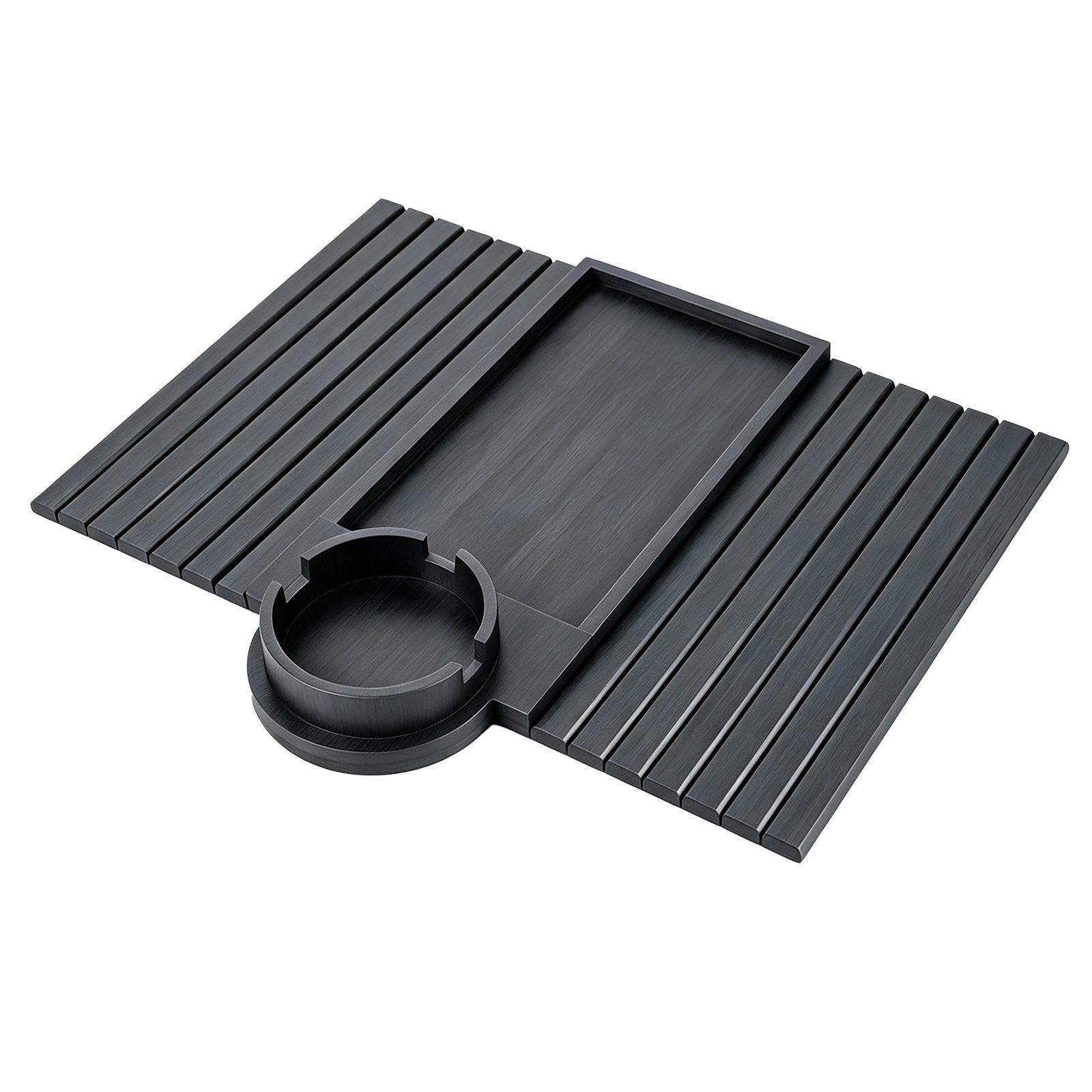 Heeomine Sofa Arm Tray, Foldable Bamboo Couch Armrest Table with Cup Holder