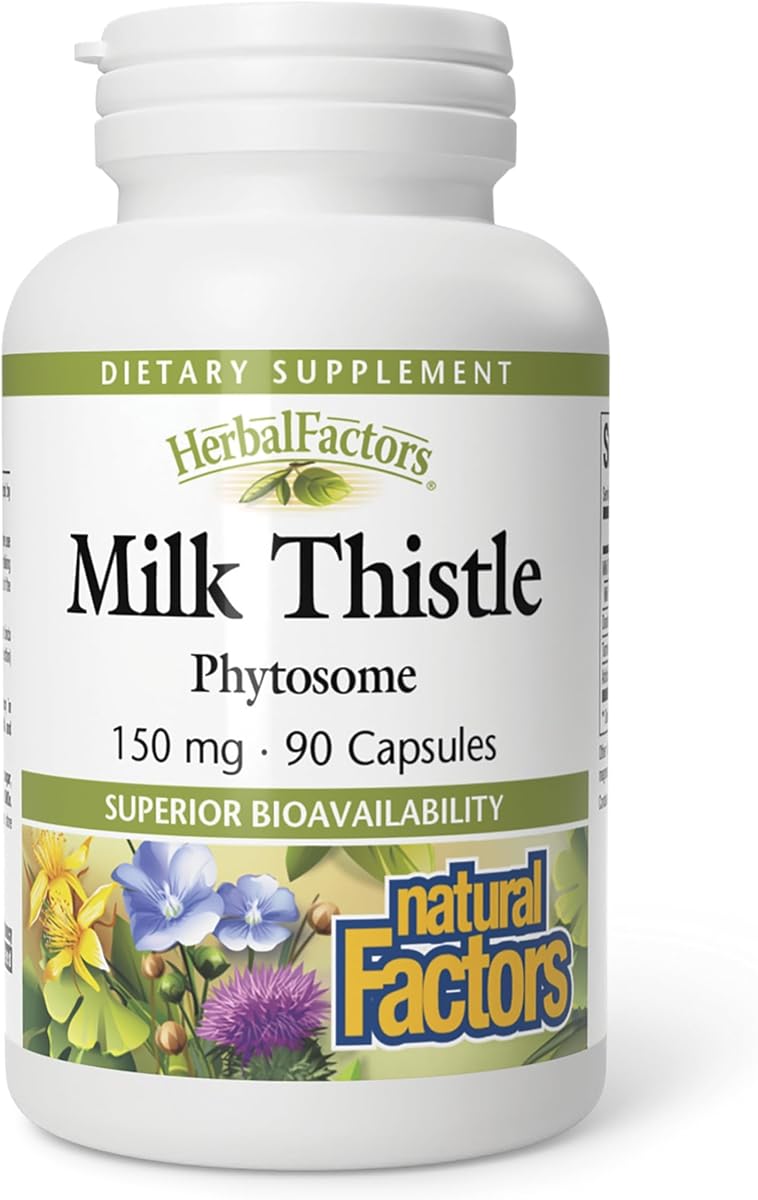 HerbalFactors by Natural Factors, Milk Thistle Phytosome, Promotes Healthy Liver Function with Dandelion and Turmeric, 90 capsules (90 servings)