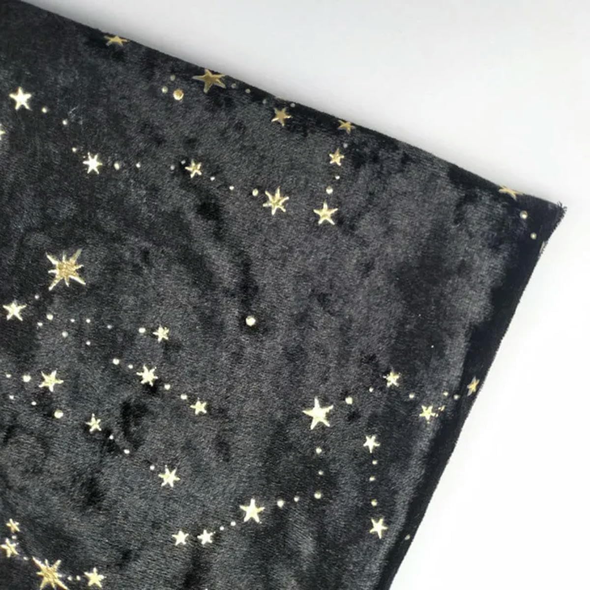 100 * 140 CM Tissu bronzant étoile de Diamant de Velours d'or pour la Force élastique de Robe Mince Doux Quilting de Bricolage Patchwork de Flanelle Fait à la Main-Noir-200 cm X 140 cm