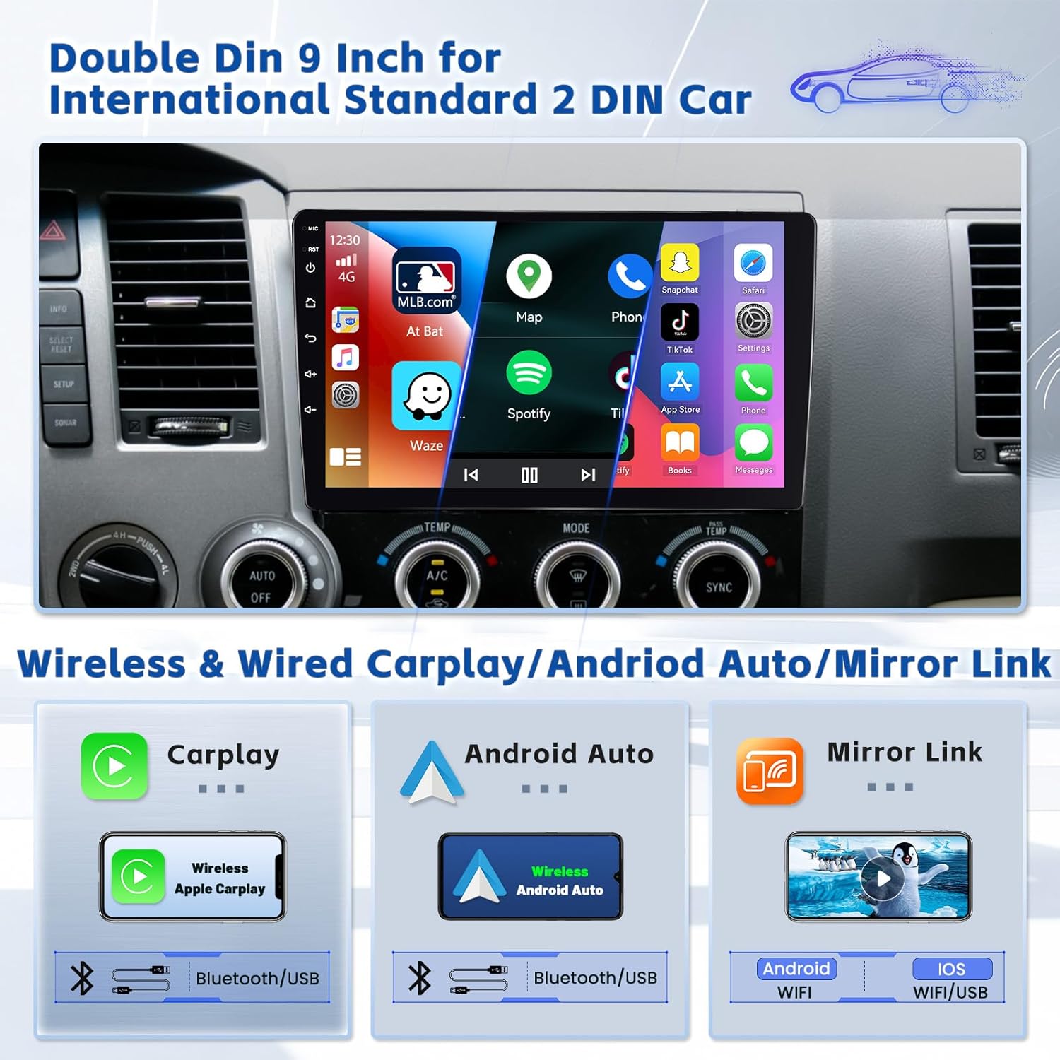 Wireless and Wired CarPlay Android Auto Mirror Link