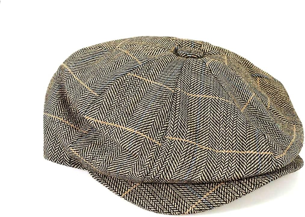 Cappello Piatto Vintage Classico In Tweed Da Uomo In Marrone - Foto 9