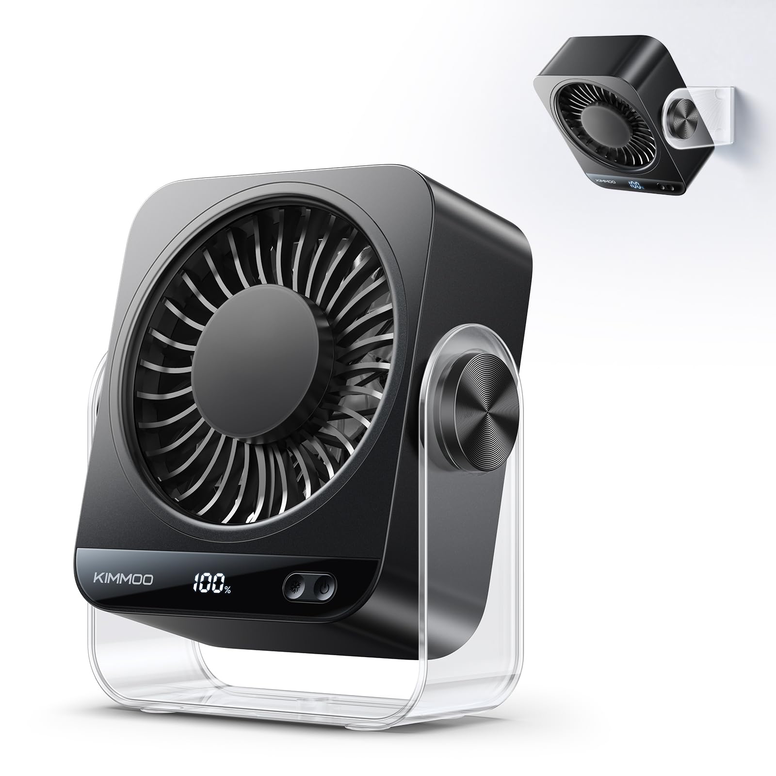 Photo 1 of [NONFUNCTIONAL] KIMMOO Desk Fan for Bedroom, Rechargeable USB Turto Table Fan, 199 Speeds, 270° Rotating, Quiet Small Desk Fan with LED Display, Personal Desktop Cooling Fan, Wall Fan for Home Office Travel (Black)