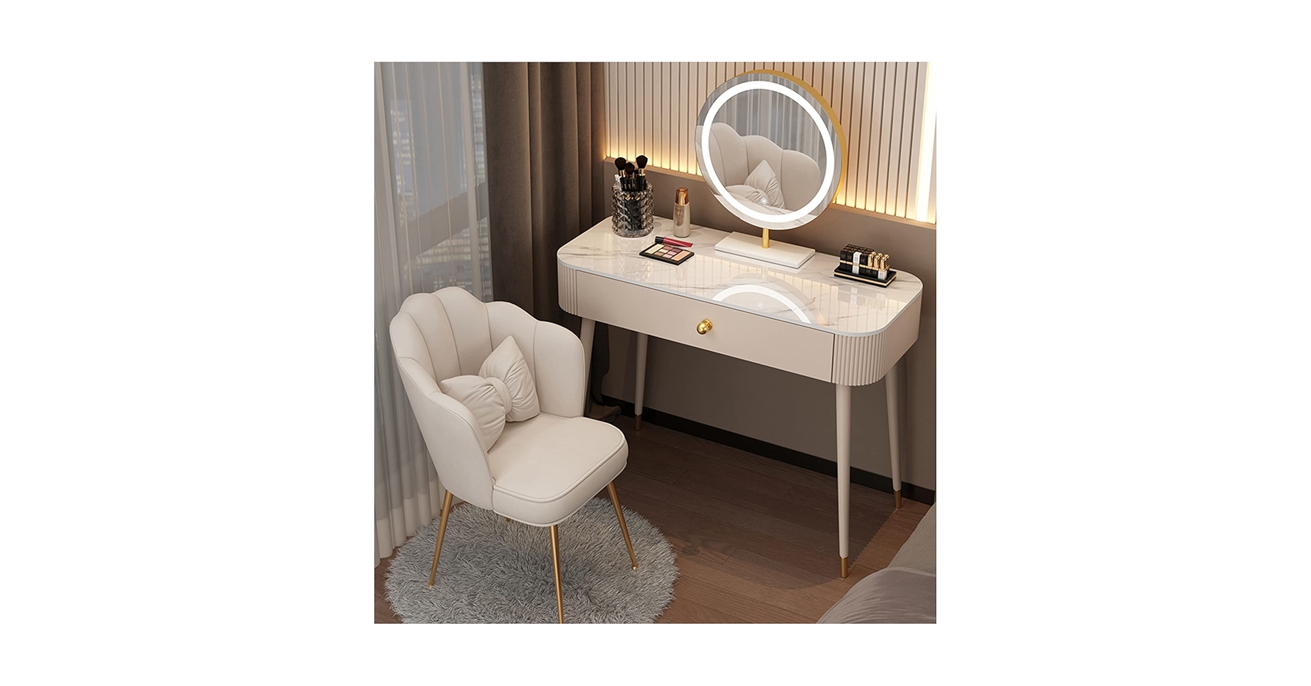 LED照明付きホワイトドレッサー ホワイトドレッサー LED照明付き