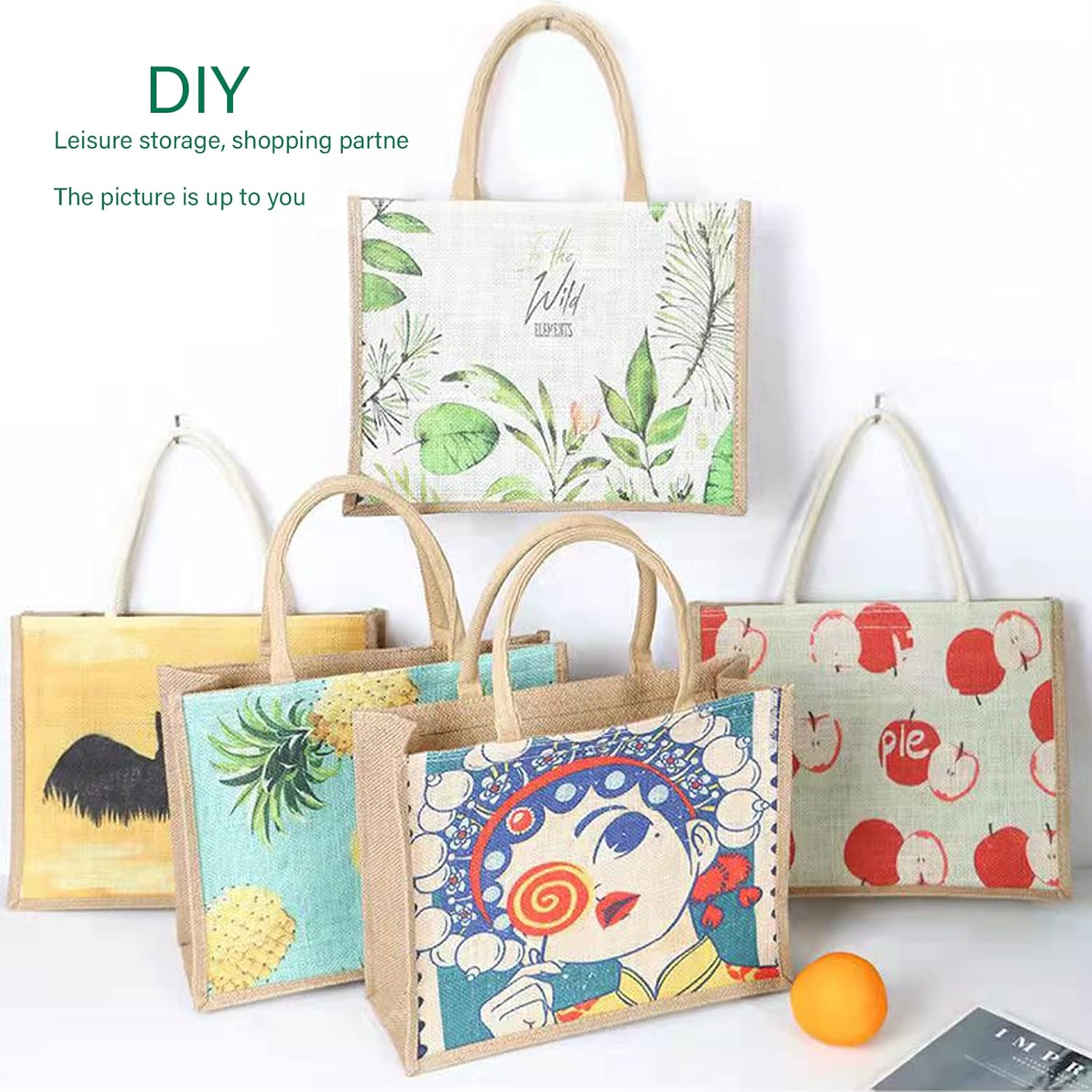 Jute Beach Tote Bags,MEIANJUN Bridesmaid Tote Bags retro tote Bag, country chic Arts and Crafts 14.5*10.7*6.5[pcs12]Jute Bags with Handle Resuabale Grocery Bag for Travel,DIY,Shopping,Beach,Wedding - Image 5