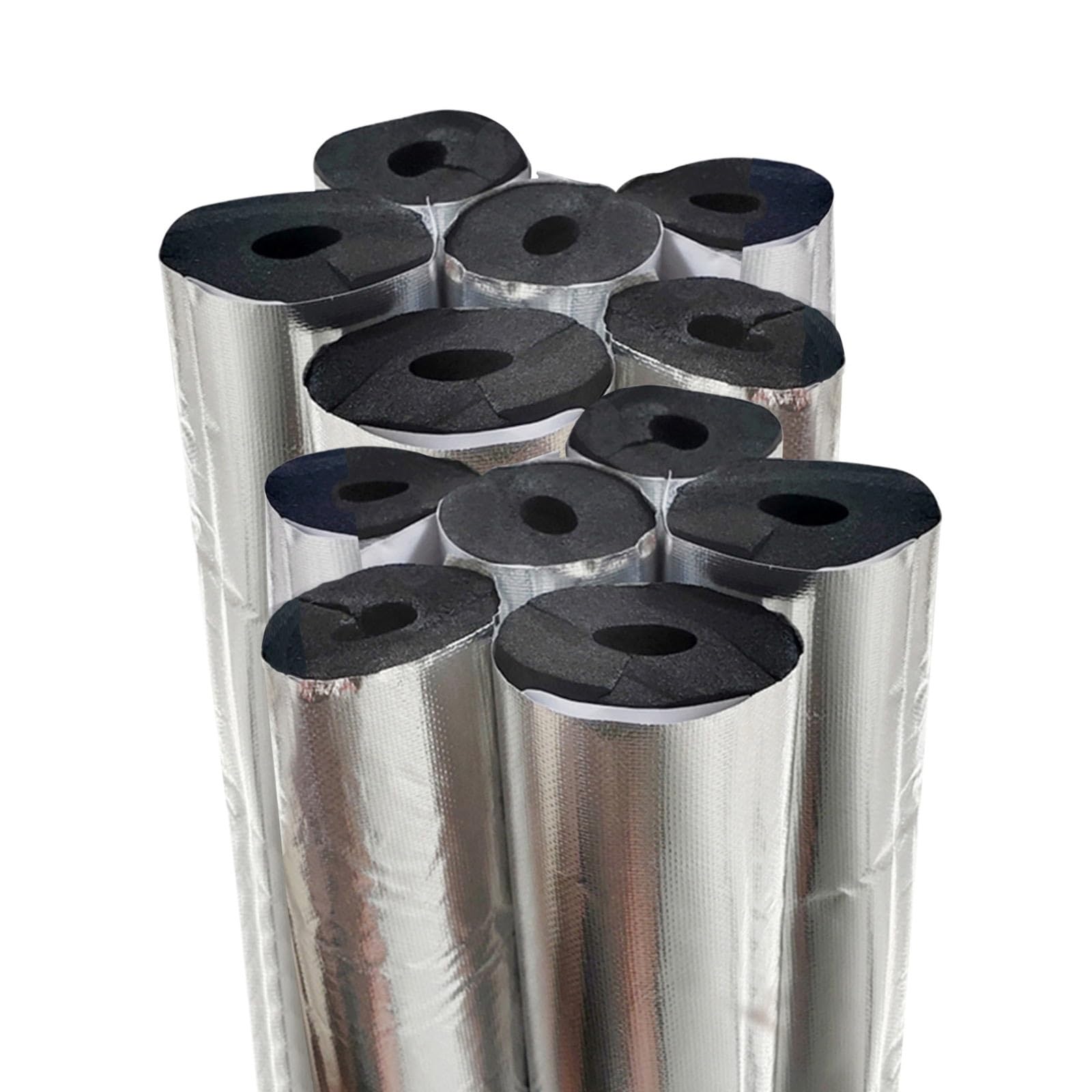 12 Pezzi Isolante per Tubature Guaina Isolante in Gomma con Alluminio 40cm Isolante per Tubi in Schiuma ID 20/27/34/43/60/76/89.0 mm per Tubi Acqua All'aperto(ID 1-1/10"(27.0 mm))