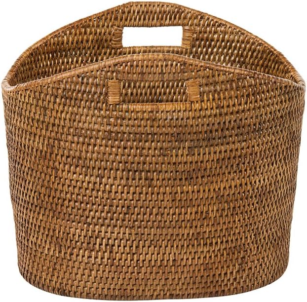 Cesta De Almacenamiento Redonda De Ratán Con Tapa Natural Rattan