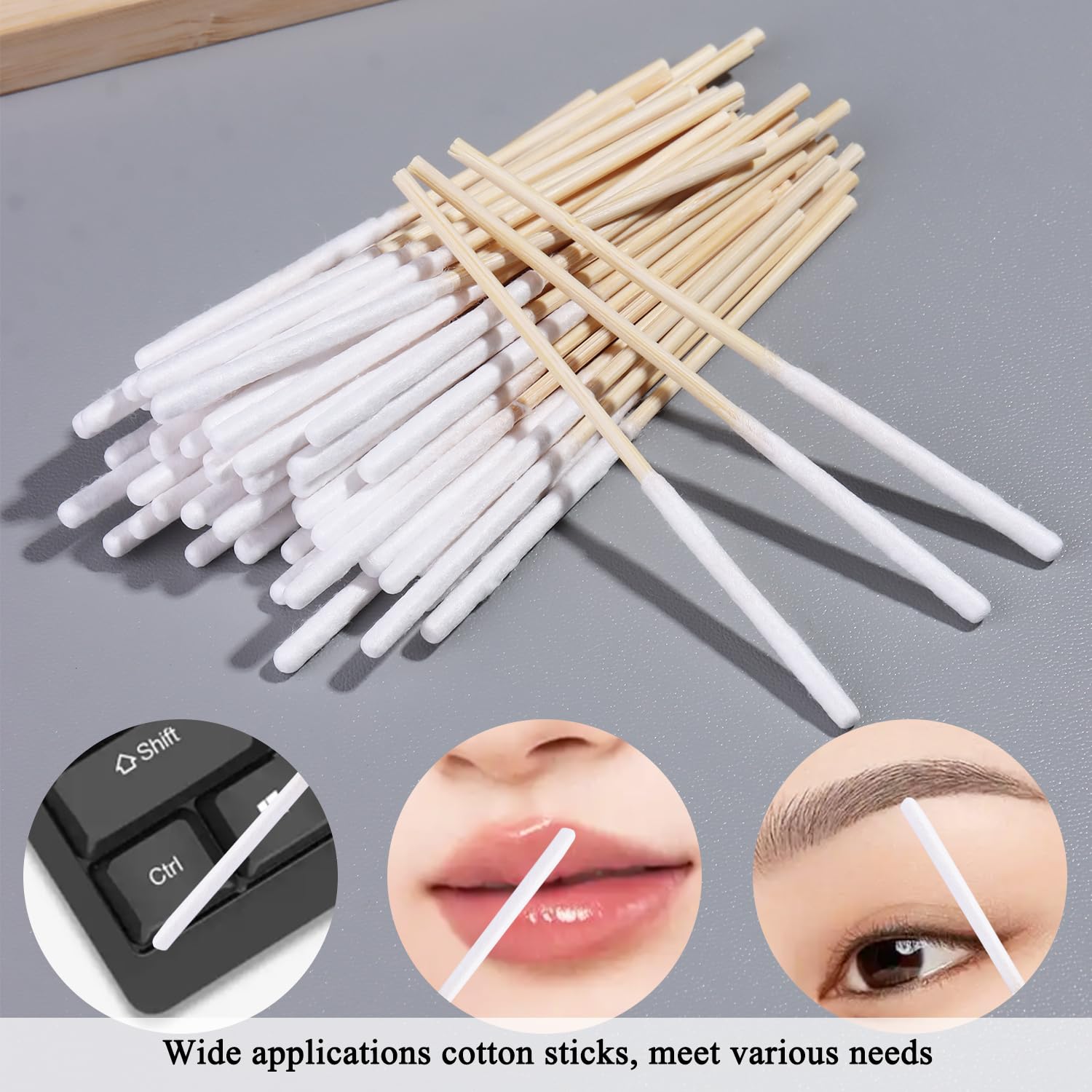 Fcozpjk 240PCS Precision Tip Cotton Swabs Wooden Sticks, Long White Pointed Tip Cotton Swabs Nail Polish Remover Touch Up Disposable Applicators Nail Art Supplies Tools Microblading Eyebrow Makeup