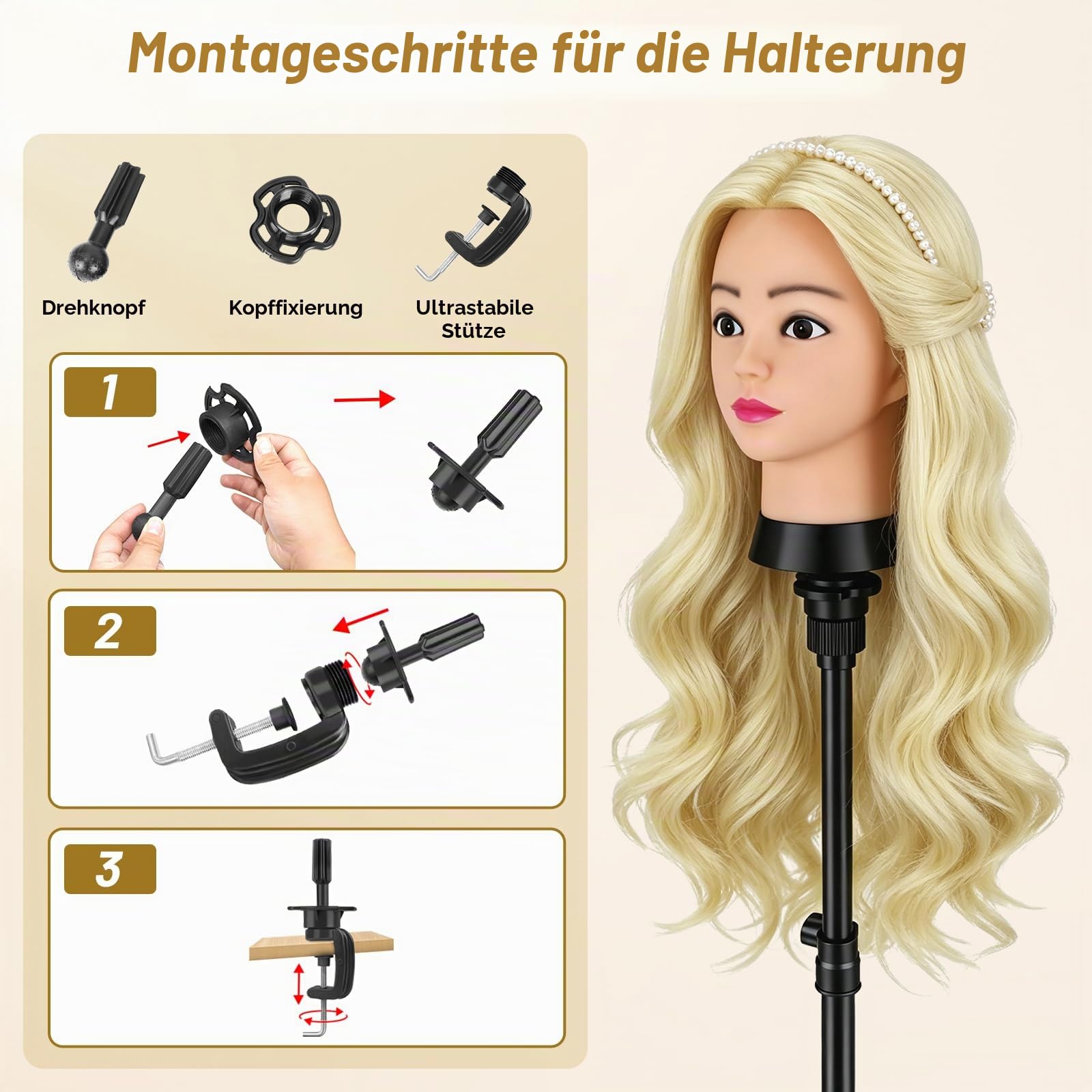 Frisierkopf 80% Echthaar,Puppenkopf Trainingsköpfe Für Friseure