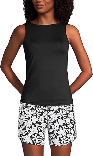 Lands' End Top de Traje de Baño Tankini Modesto con Cuello Alto UPF 50 para Mujer