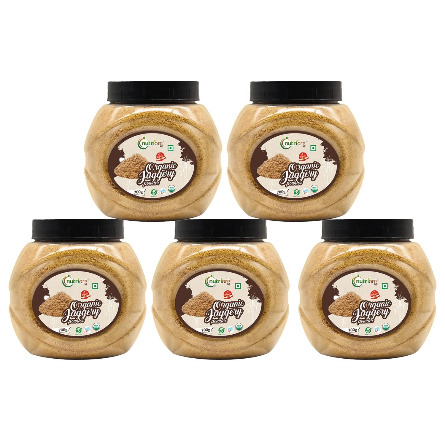NutriOrg Organic Jaggery Powder 3.5 kg(Pack of 5 * 700) | Certified USDA Approved | Organic | No Added Preservatives & Artificial colour |