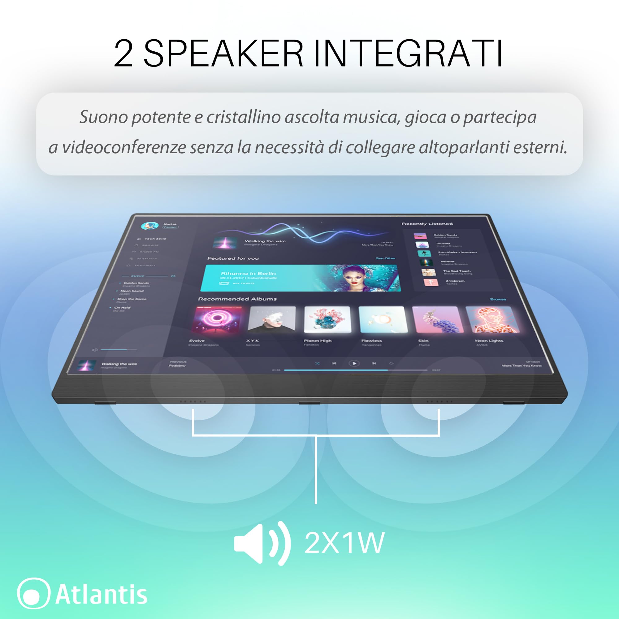 Atlantis Monitor Portatile 16 Pollici, 1080P Full HD 1920x1080, HDMI/Type_C, Speaker 2x1W, Smart Cover, display IPS, per Notebook/Lapto/Console/Switch/Angolo 170/170, Cavo HDMI 1,5m/Type_C, peso< 1Kg.