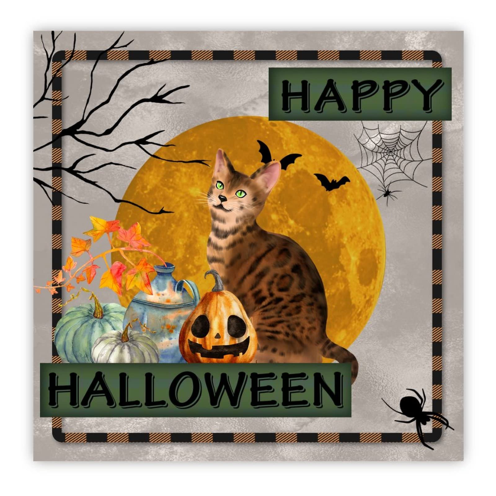 Panneau mural bois citrouille Halloween 40cm déco maison chrétienne
