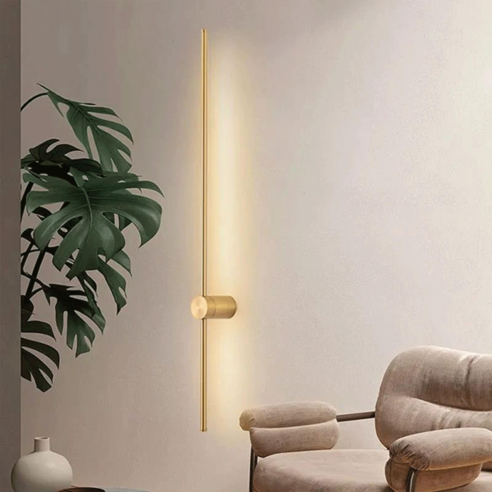 ZHNPJE Modern Black Wall Light, Aluminium 3-color 350° Rotate Wall Mounted Long Strip, Bedroom Living Room Decorative Background Minimalist Lighting