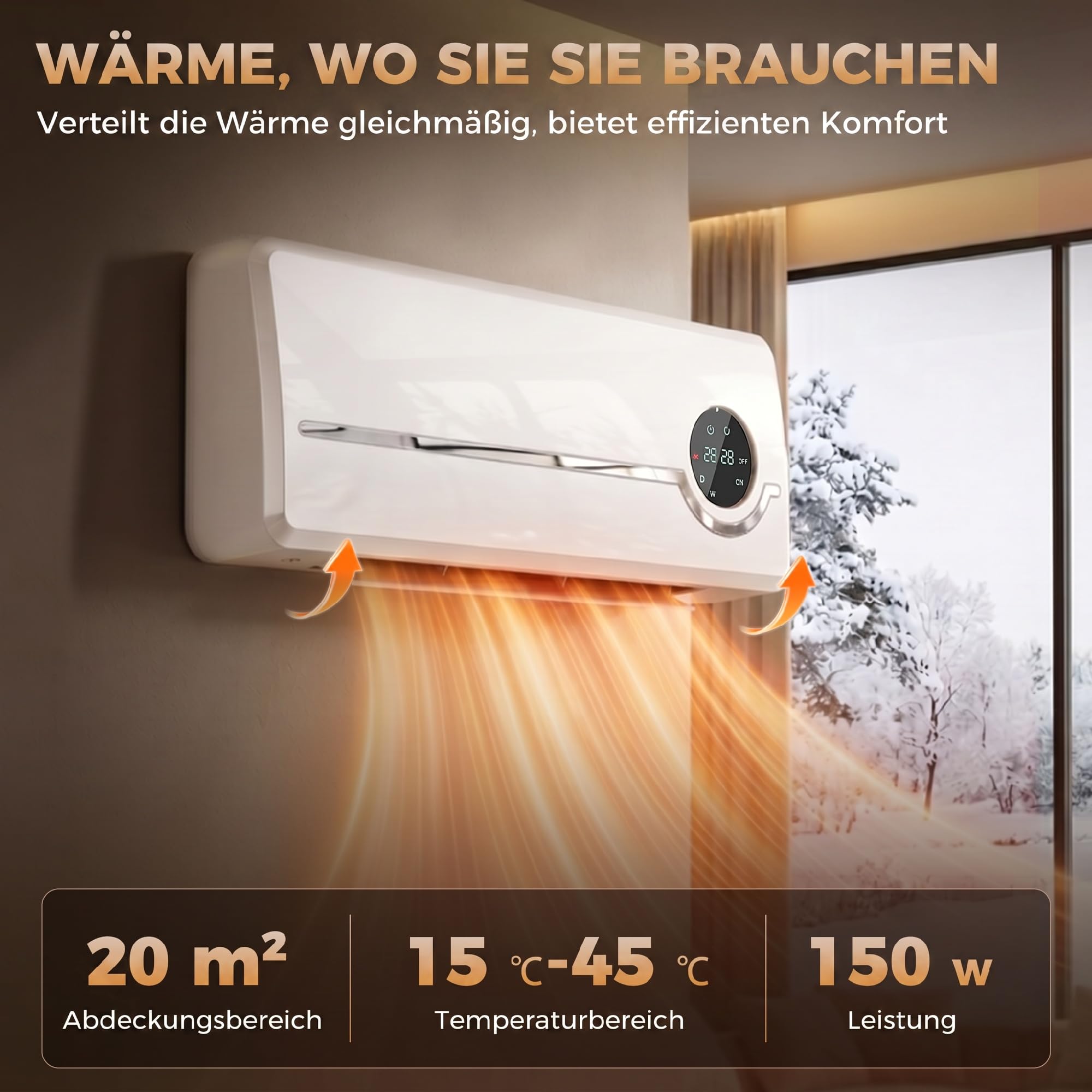 HOMCOM Chauffage Mural en Céramique 1000/2000W Radiateur Électrique Blanc