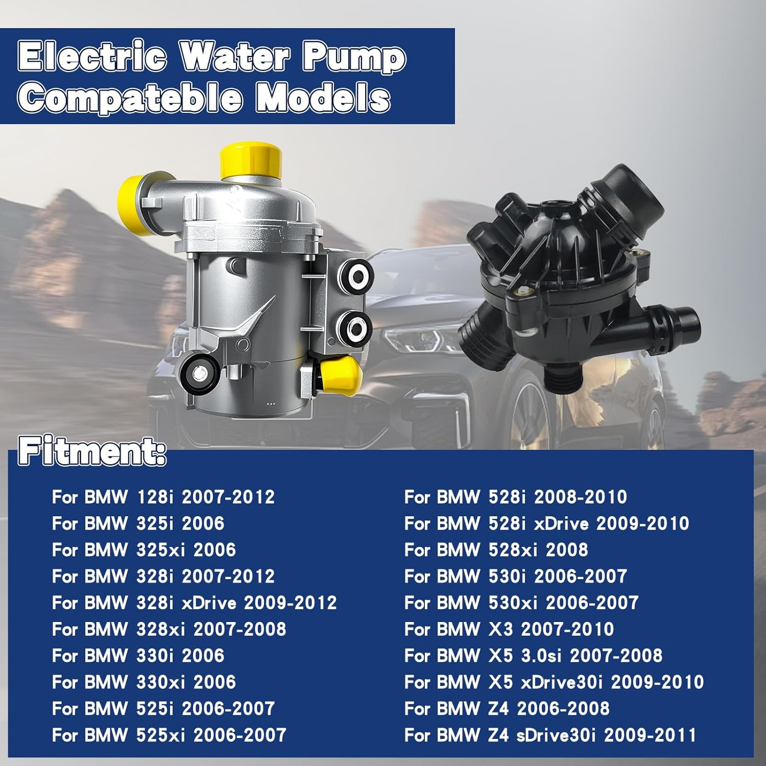 11517586925 Electric Engine Water Pump with thermostat and bolt for BMW 128i 325i 325xi 328i 328xi 330i 330xi 525i 525xi 528i 528xi 530i 530xi X3 X5 Z4# 702851208 11517586924