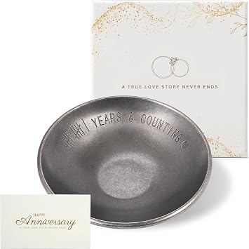 Urllinz 11 Year Anniversary Wedding Gifts for Him, 11th Anniversary Jewelry Tray for Her Wife Couple Husband, Steel Gifts Ring Holder Dish & Card & Gift Box, 4"