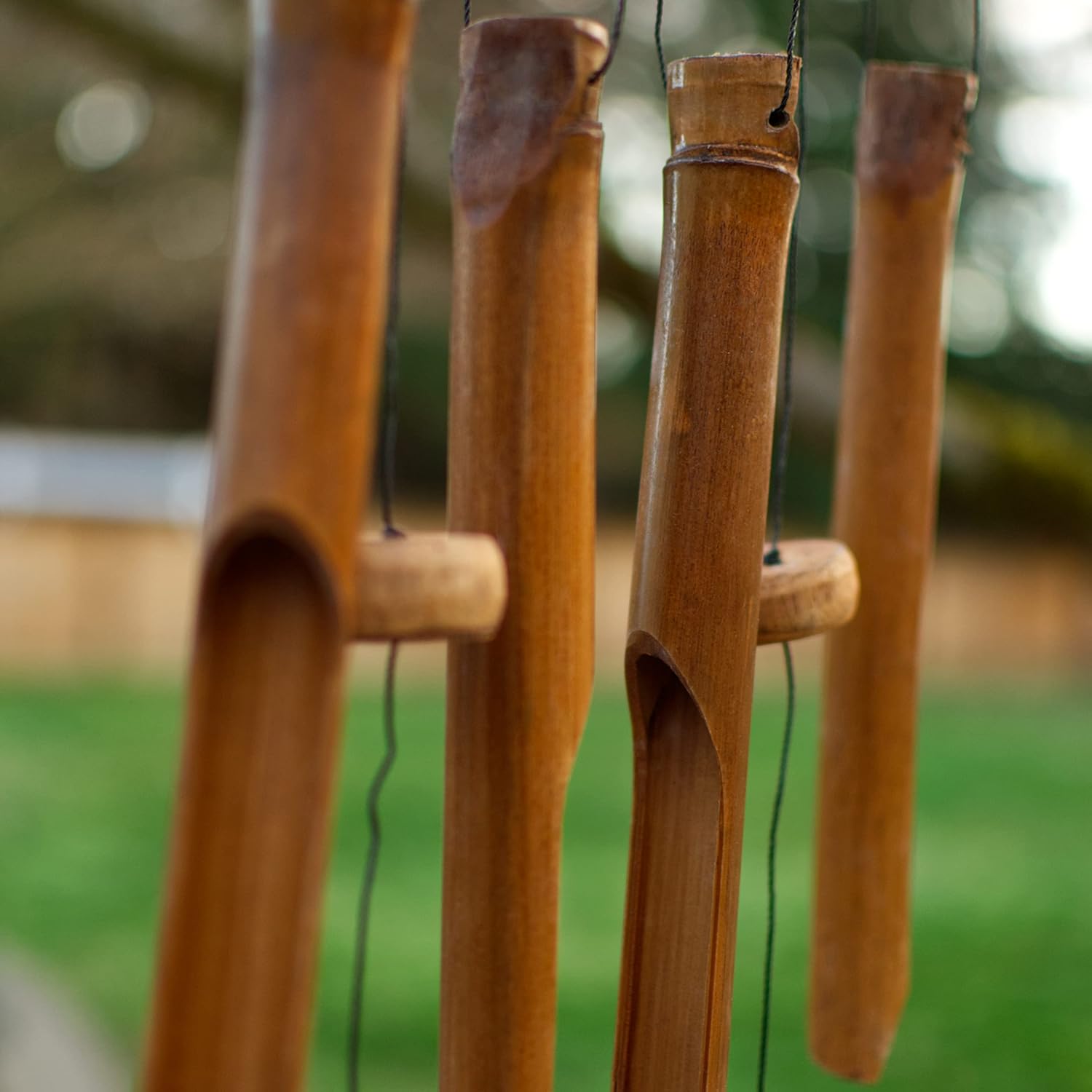 Cohasset Gifts Bamboo Wind Chime | #158 | Big Mouth Bass Bamboo Wind Chime | Wood, Outdoor, Home Décor for Decks, Garden, Porch | Hand Painted Browns |