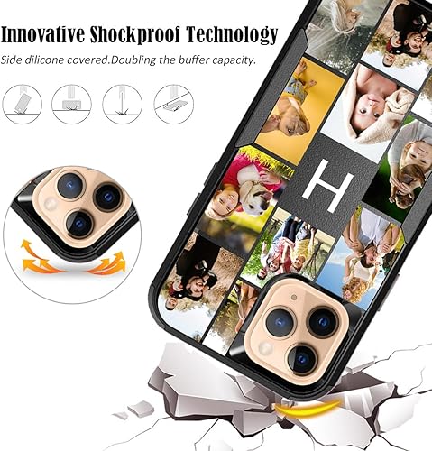 Vista 196 de Funda de fotos personalizada para Apple iPhone 11 Pro Max, patrón de collage a cuadros, personalizado para hacer imágenes en gruesa 3 híbrida Rosa