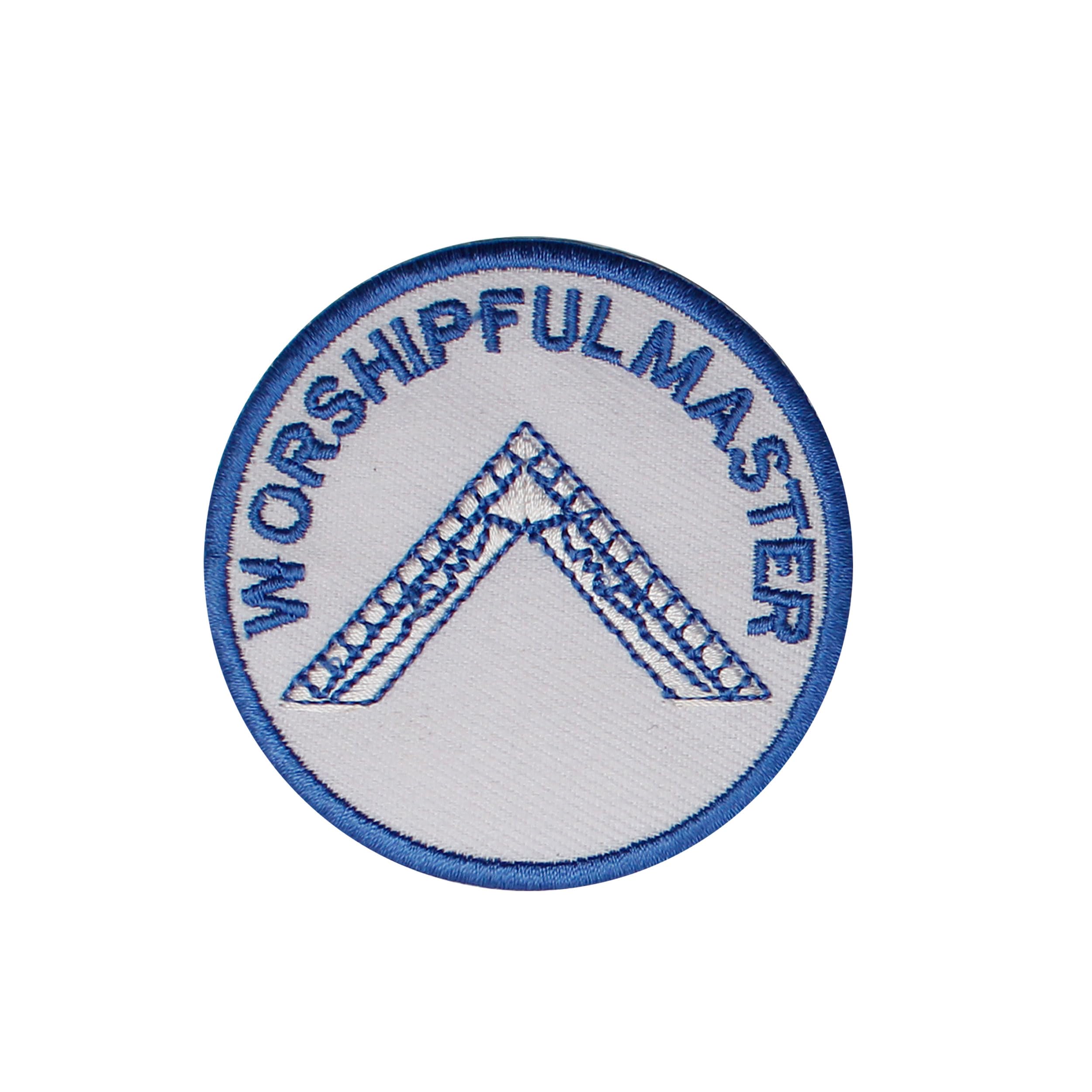 Maspnic Worshipful Master Patch - Machine Embroidered Iron on Emblem no Sewing Needed - 3x3 Inches Masonic Badge for Aprons, Vests, Bags &amp; Apparel