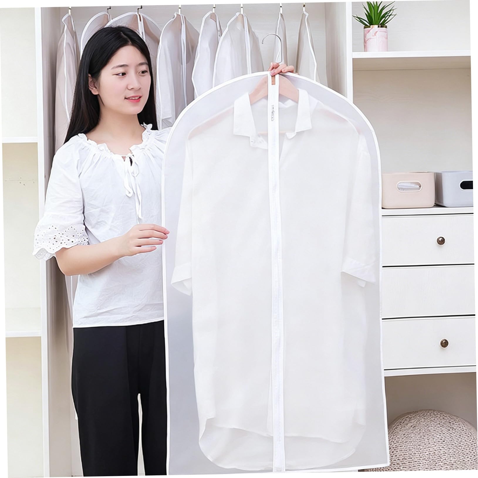 Cabilock 10piezas Fundas Antipolvo Transparentes para Ropa Protectoras para Abrigos y Vestidos Fundas de Peva para Guardar Trajes y Ropa de Colgar
