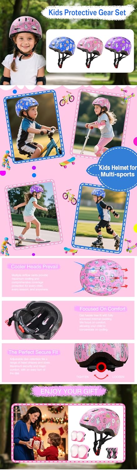 Kids Bike Helmet for Ages 3-8, Toddler Helmet for Boys Girls with Unicorn Print, Adjustable Lightweight Helmet for Cycling Scooter Skateboard - Image 7