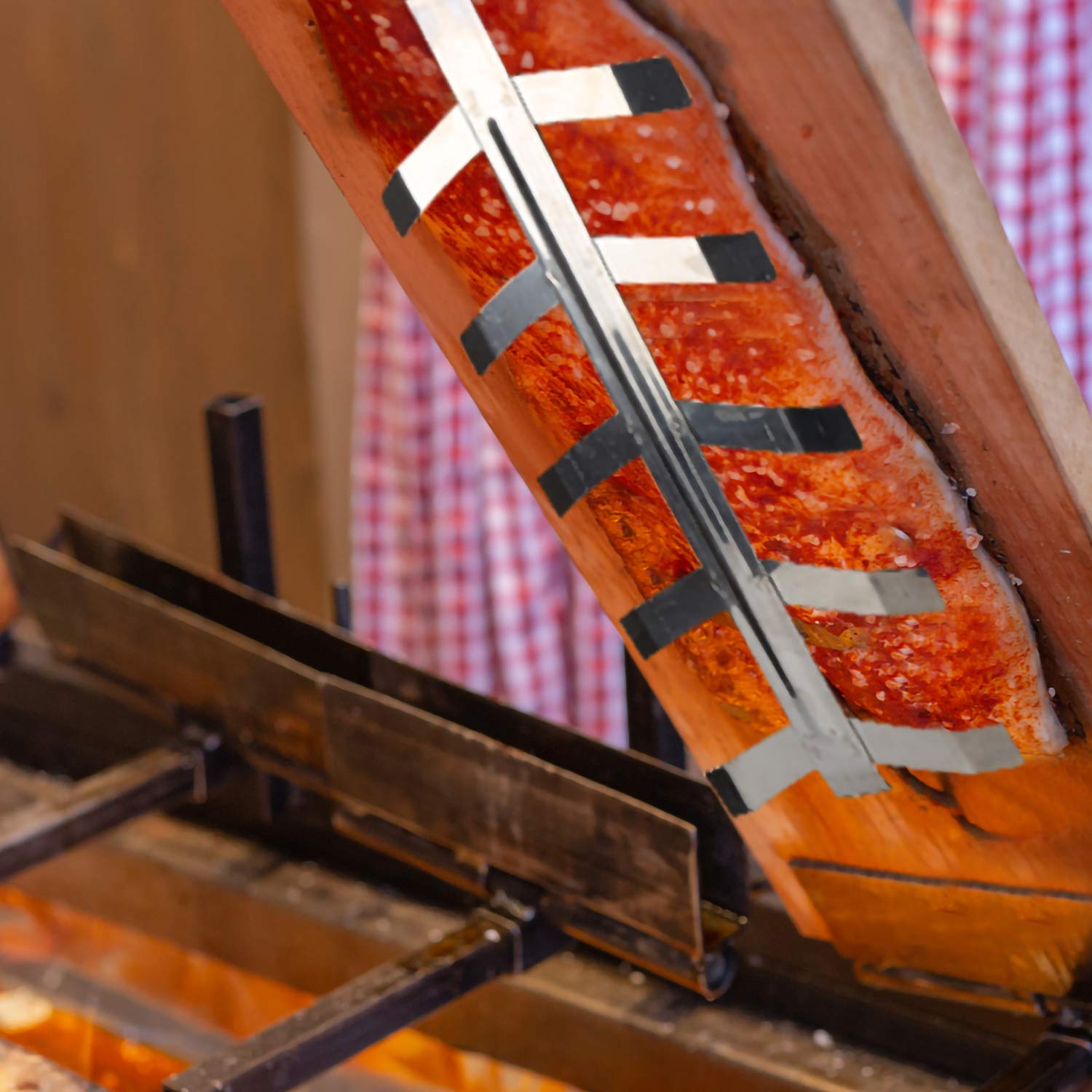 Lachsbrett, Flammlachs-Bretter, Zedernholz, neigbare Edelstahl-Halterung, 4er-Set (Flammlachsbretter)