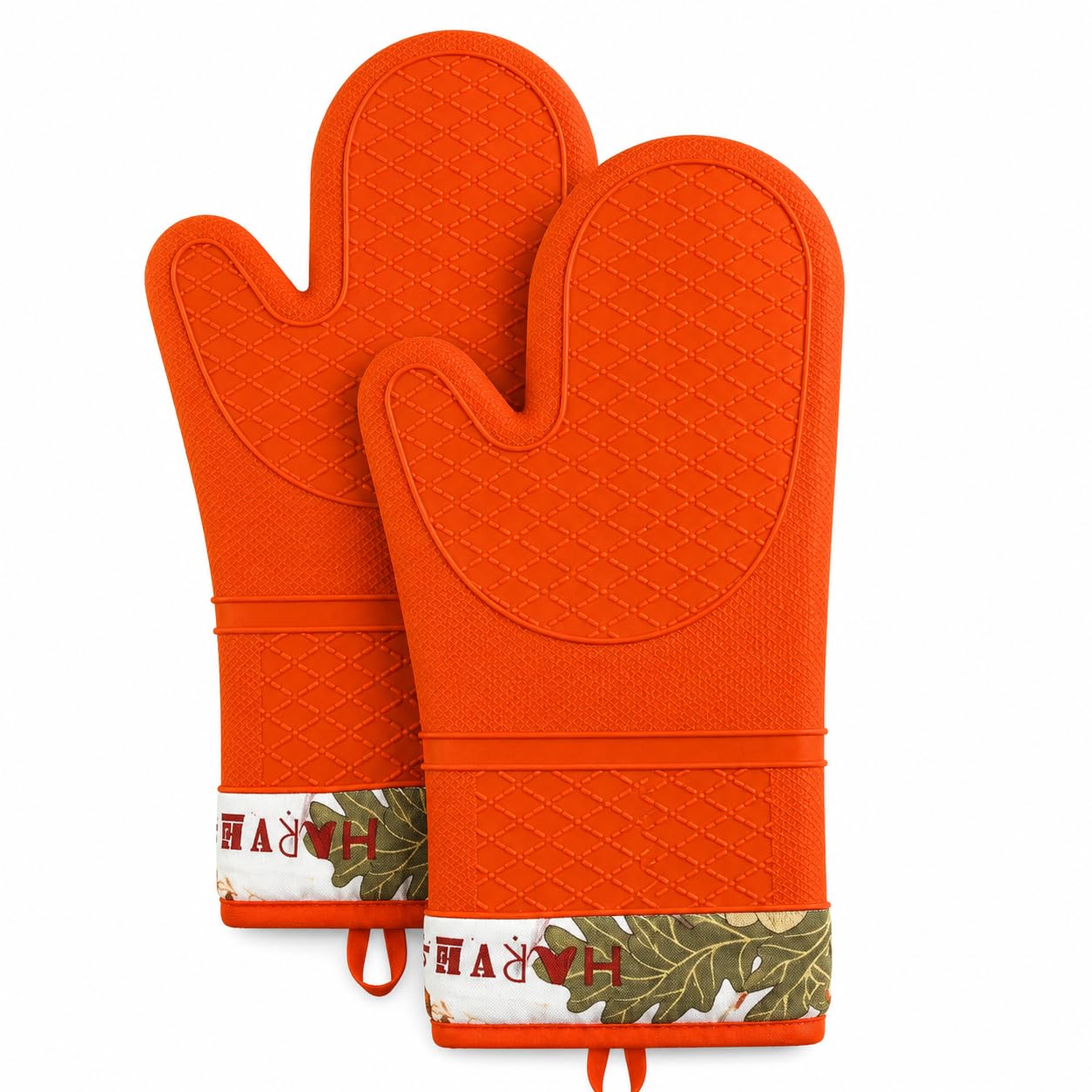 Guantes de horno de silicona resistentes al calor, extra largos, agarre antideslizante, forro de algodón suave, perfectos para hornear, cocinar y hacer barbacoas, guantes de cocina de 13 x 7
