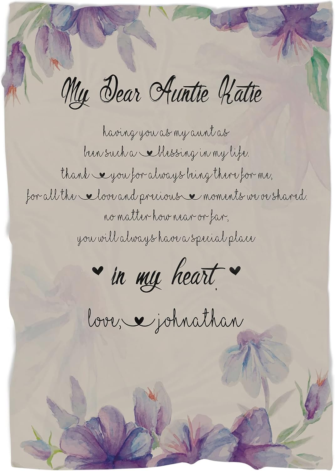 Mini Chic Personalized Blanket for Aunt Purple Floral