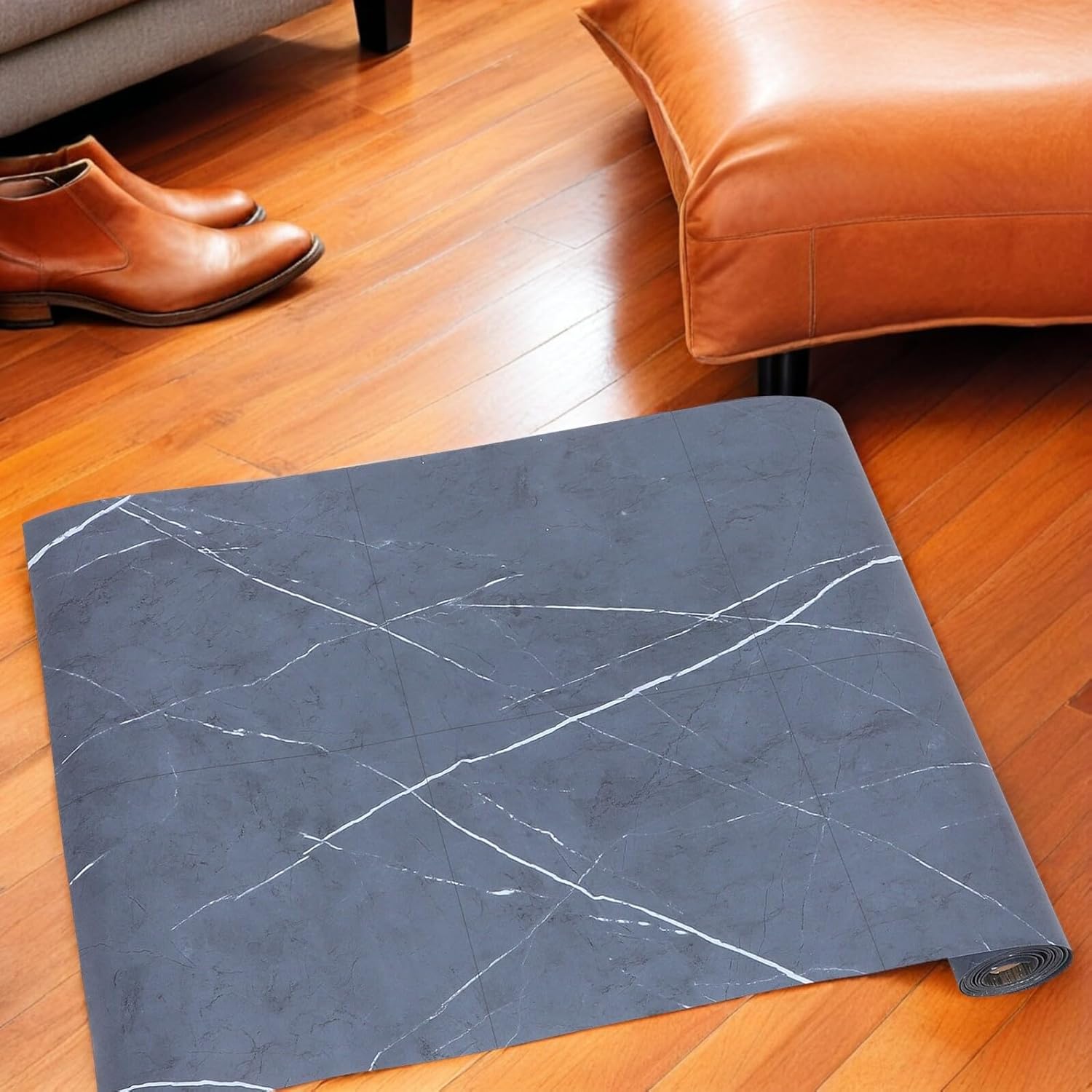 Self-Adhesive PVC Flooring Roll 0.6m 1.5mm, Sturdy Peel and Stick Vinyl Floor Tiles for Kitchen Bathroom Living Room Commercial and Home Use