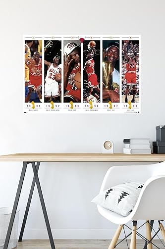 Miniatura 6 de Trends International Michael Jordan - Póster de pared de campeonatos, 34 pulgadas de largo x 22.4 W, paquete de póster y montaje prémium
