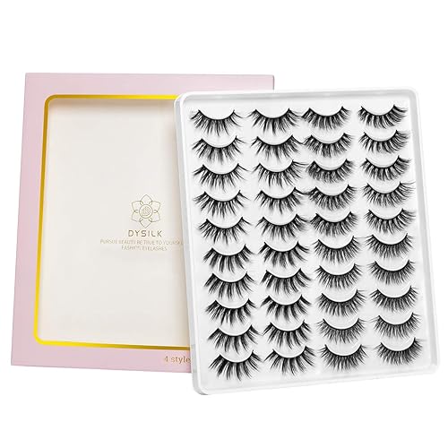 DYSILK - 20 pares de pestañas postizas 6D de imitación de visón, impresionantes, largas, hechas a mano, aspecto natural, reutilizables, gruesas y