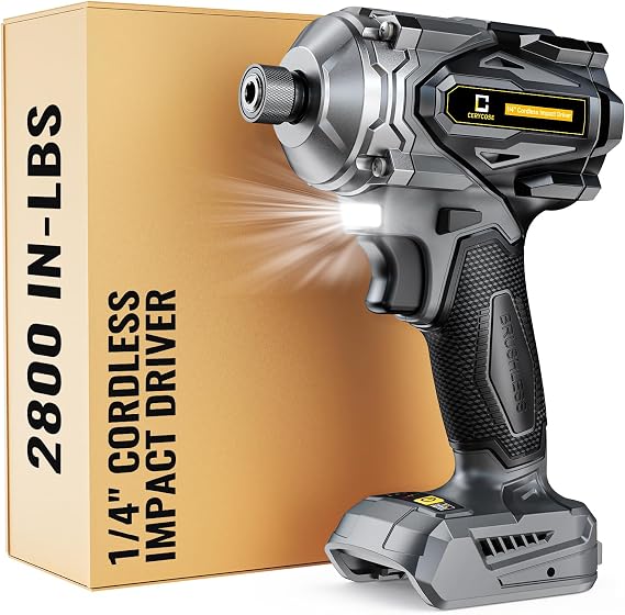 Cerycose Cordless Impact Driver Compatible with DeWalt 20V Battery (Tool Only), 2800 In-lbs Brushless 1/4 Hex Chuck Impact Driver, Impact Drill with 5-Speed Lightweight Power Impact Drivers