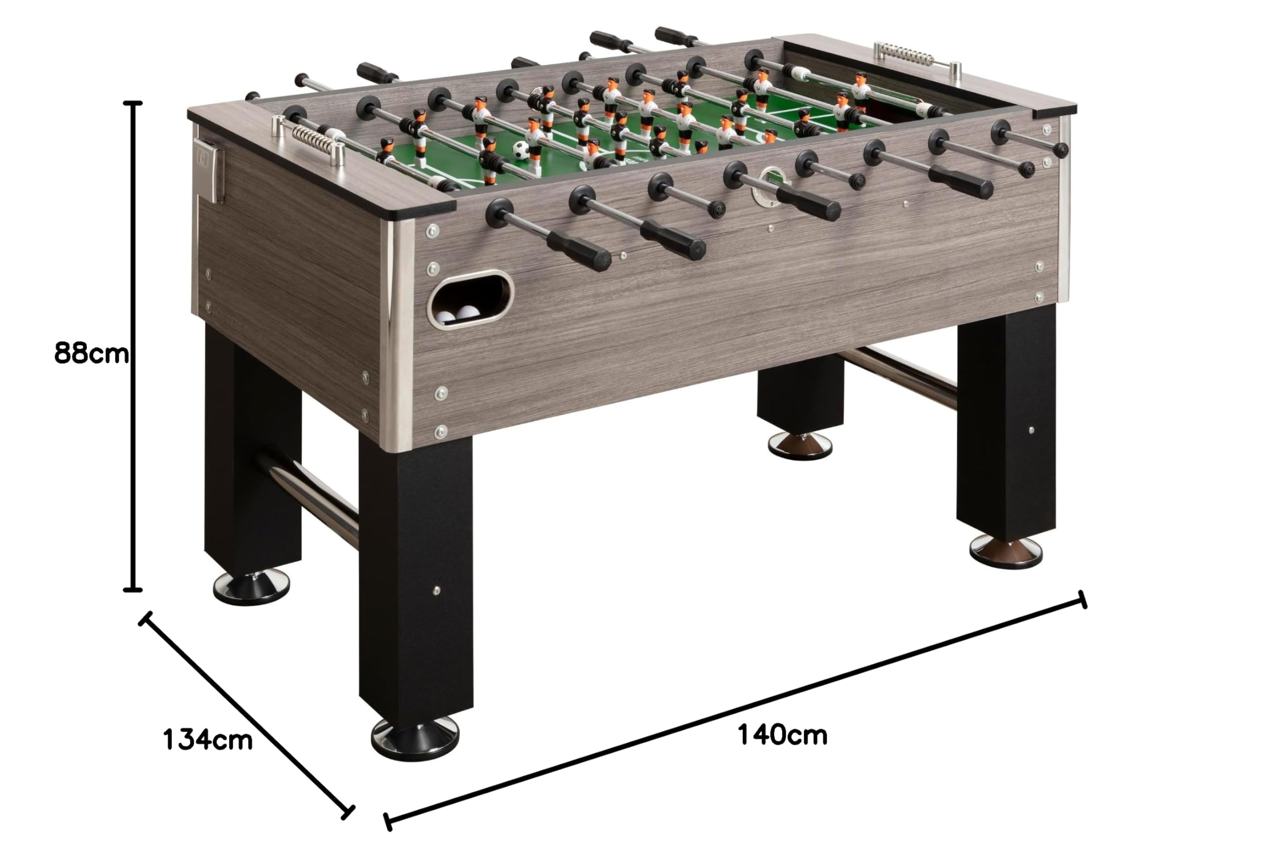 Bandito Kickertisch Profi Soccer Deluxe,braun,schwarz,Eiche-grau,massiver und robuster 80 kg Fußballtisch,Stabiler Tischfußball für Jugendliche und Erwachsene,Turnier-Tischkicker mit Getränkehalter