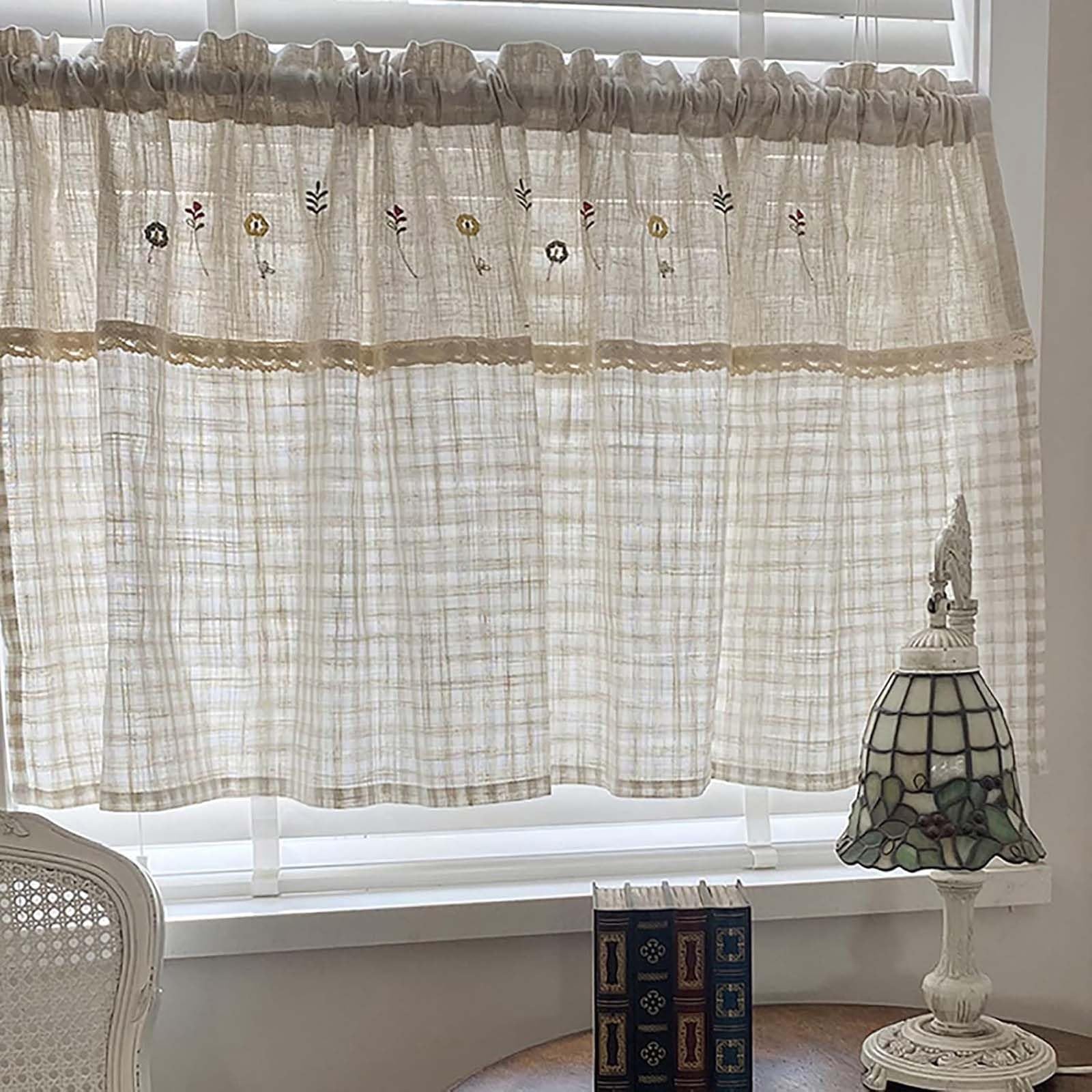Tenda da Cucina Corta Stile Bistrot Retrò Elegante Sotto il Lavandino per Café, Camera da Letto, Soggiorno e Casa di Campagna - Una Pezzo