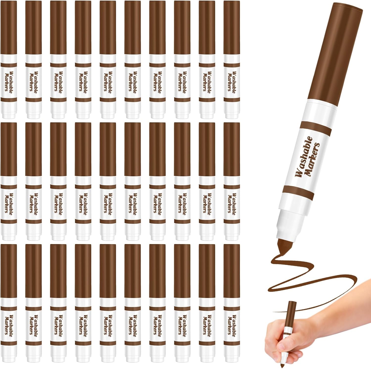 Janlaugh 30 Pcs Mini Washable Markers Bulk Broad Line Conical Tip Washable Mark Pen Set Short Coloring Paint Pen for Kid Art Projects Teacher Student Toddler Party Favors Classroom, Ages 6+(Black)