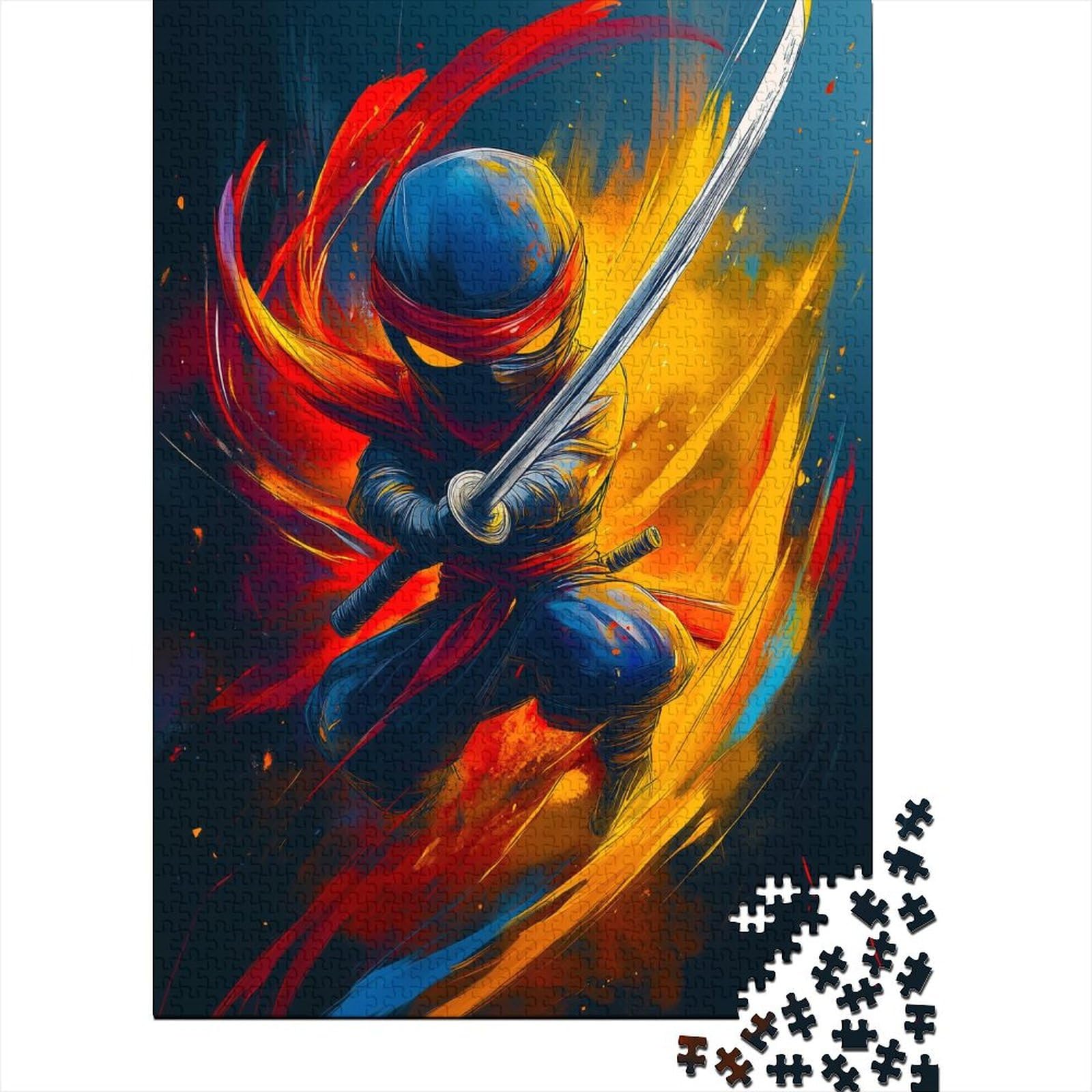 Samurai Jigsaw Puzzles for Adults 1000 Piece Japanese Samurai Jigsaw Puzzle Challenging And Brainteasing Multi Colour Therapeutic Fun Home Decoration Birthday Party Gift Toy 1000pcs (75x50cm)