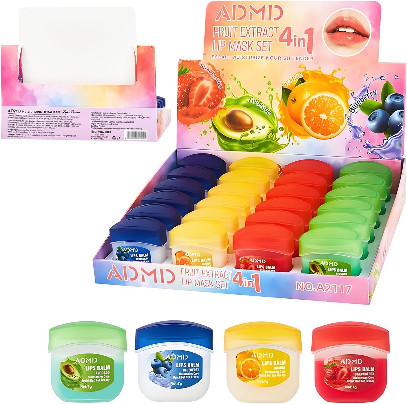 Lip Moisturizing Set, Lipstick, 24 Nourishing And Lip Balm Fruit Flavor Sets, Suitable For Dry Peeling, Dull, Lip Lines, Moisturizing And Repairing Lipstick