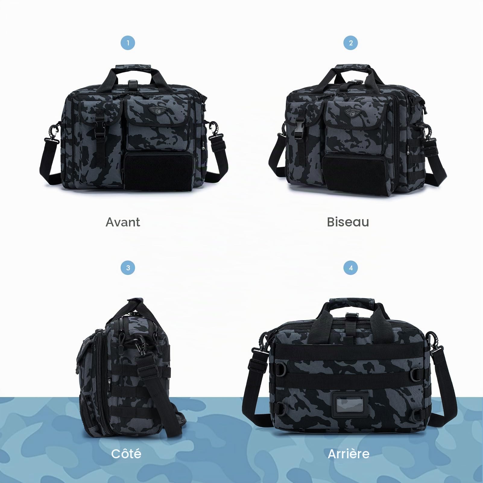 Bagzy Sacoche Tactique Bandoulière Homme - Malette de Travail Militaire Oxford MOLLE pour Ordinateur 17" - Sac Business Survie Randonnée
