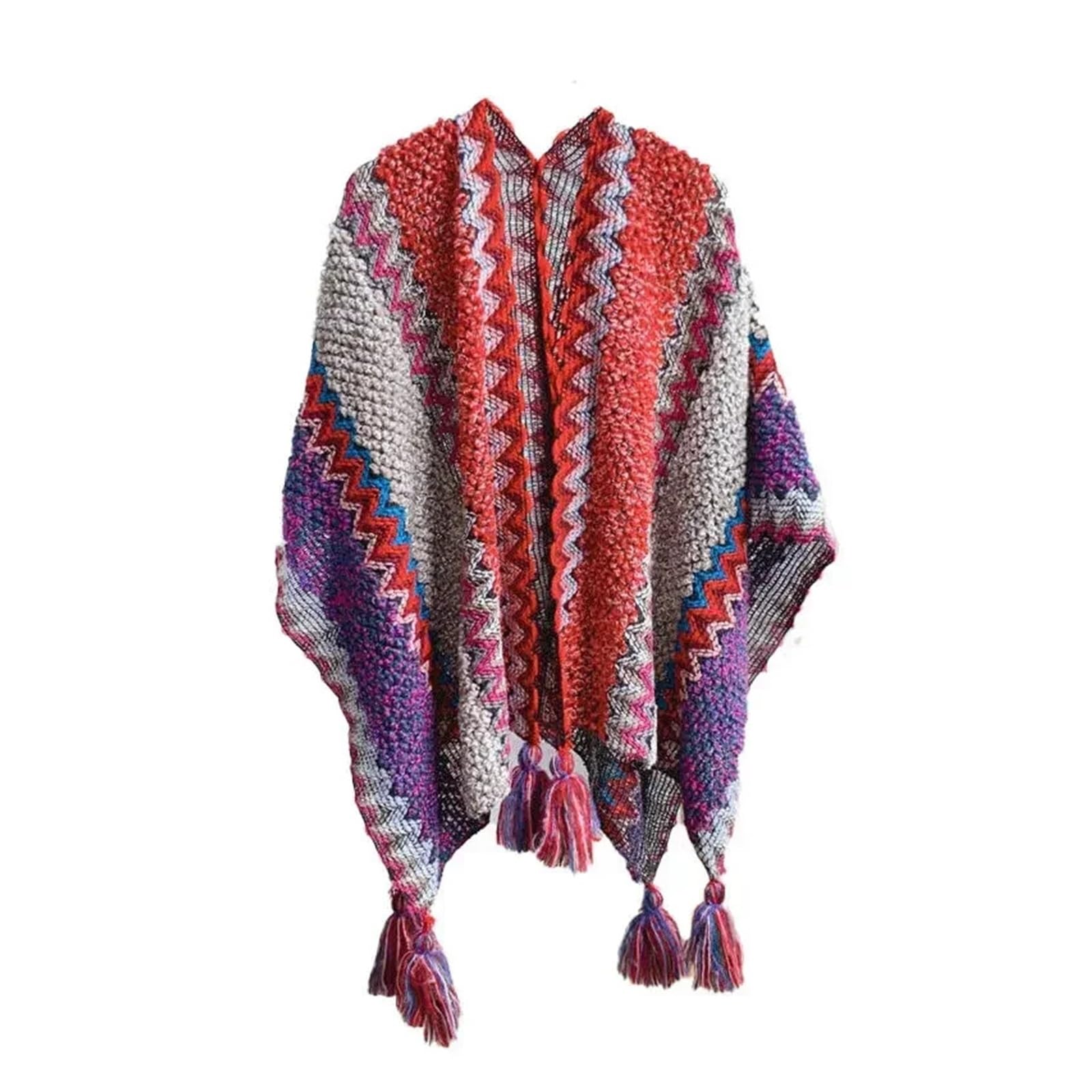 Vintage koc z dzianiny szale szaliki damski ciepły szal okłady Fringe Cape zimowy kardigan swetry otwarty przód poncza