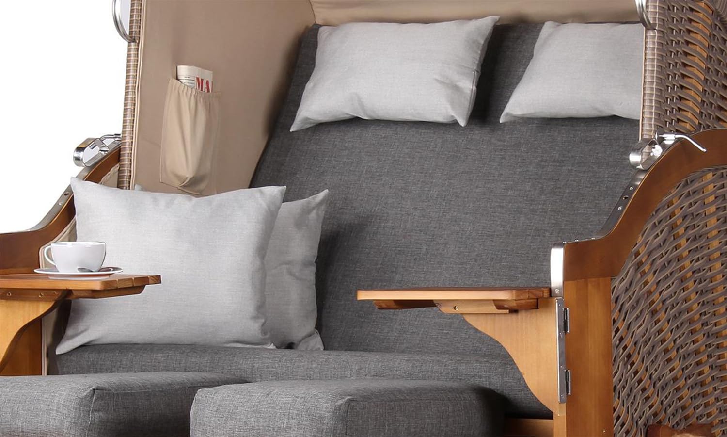 bene living Strandkorb Schleswig Pinie Zweisitzer - PE Mokka - Modell 558 Braun