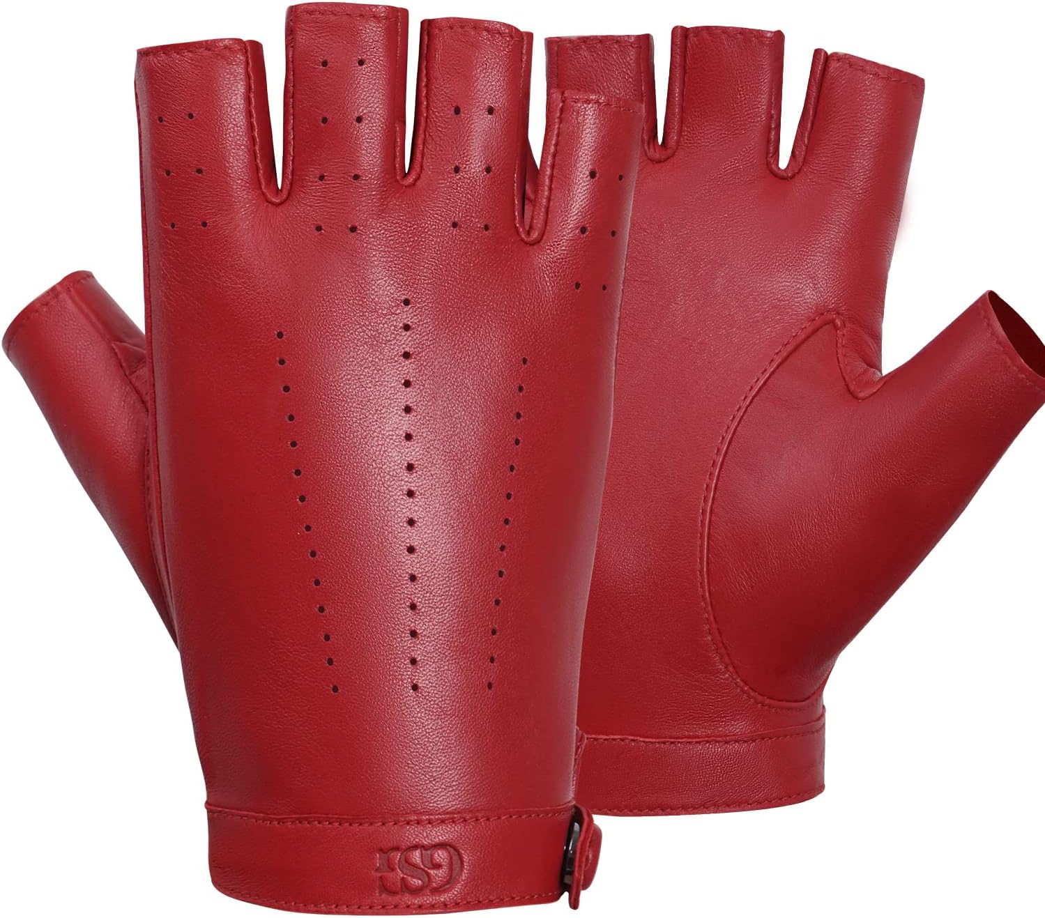 GSG Women Fingerless Leather Gloves - Driving Motorcycle Biker Gloves - Unlined Half Finger - Image 6