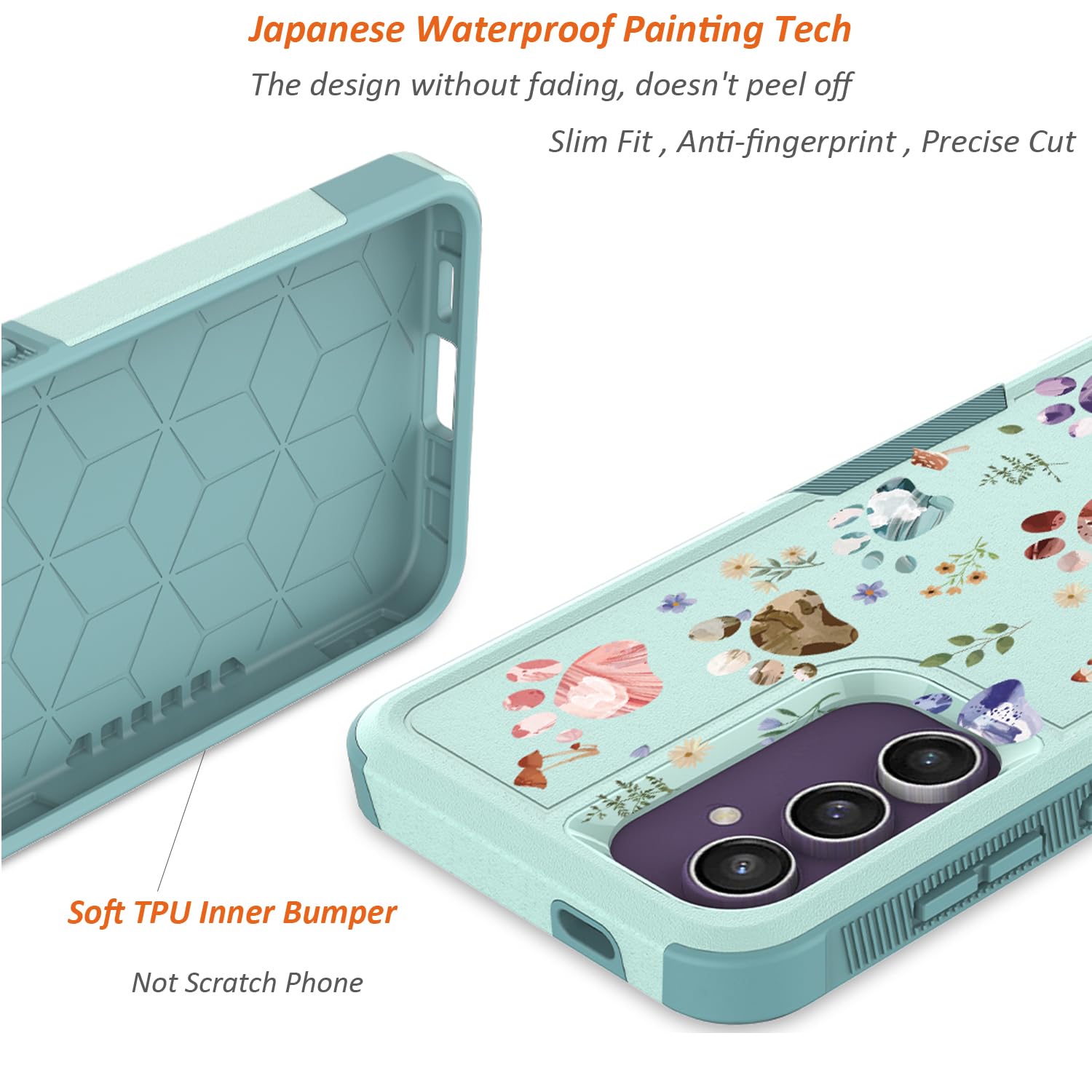 Funda para Samsung Galaxy S24 FE 5G con protector de pantalla + protector de lente de cámara: bonito diseño floral de flores para niñas y mujeres, funda delgada de silicona TPU para teléfono