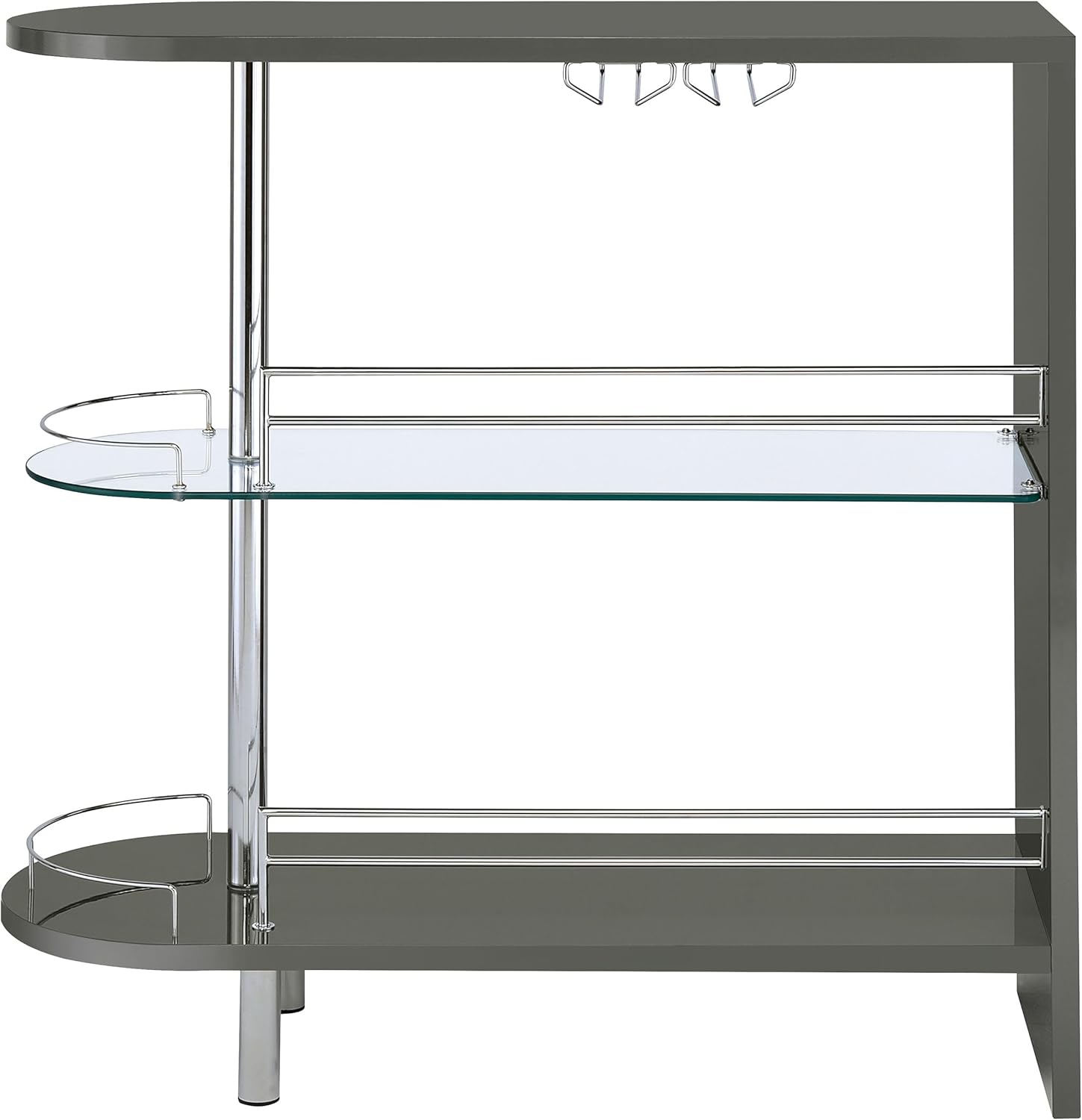 Coaster Home Furnishings Adolfo Rectangular 2-Tier Home Bar Table Grey High Gloss 101073