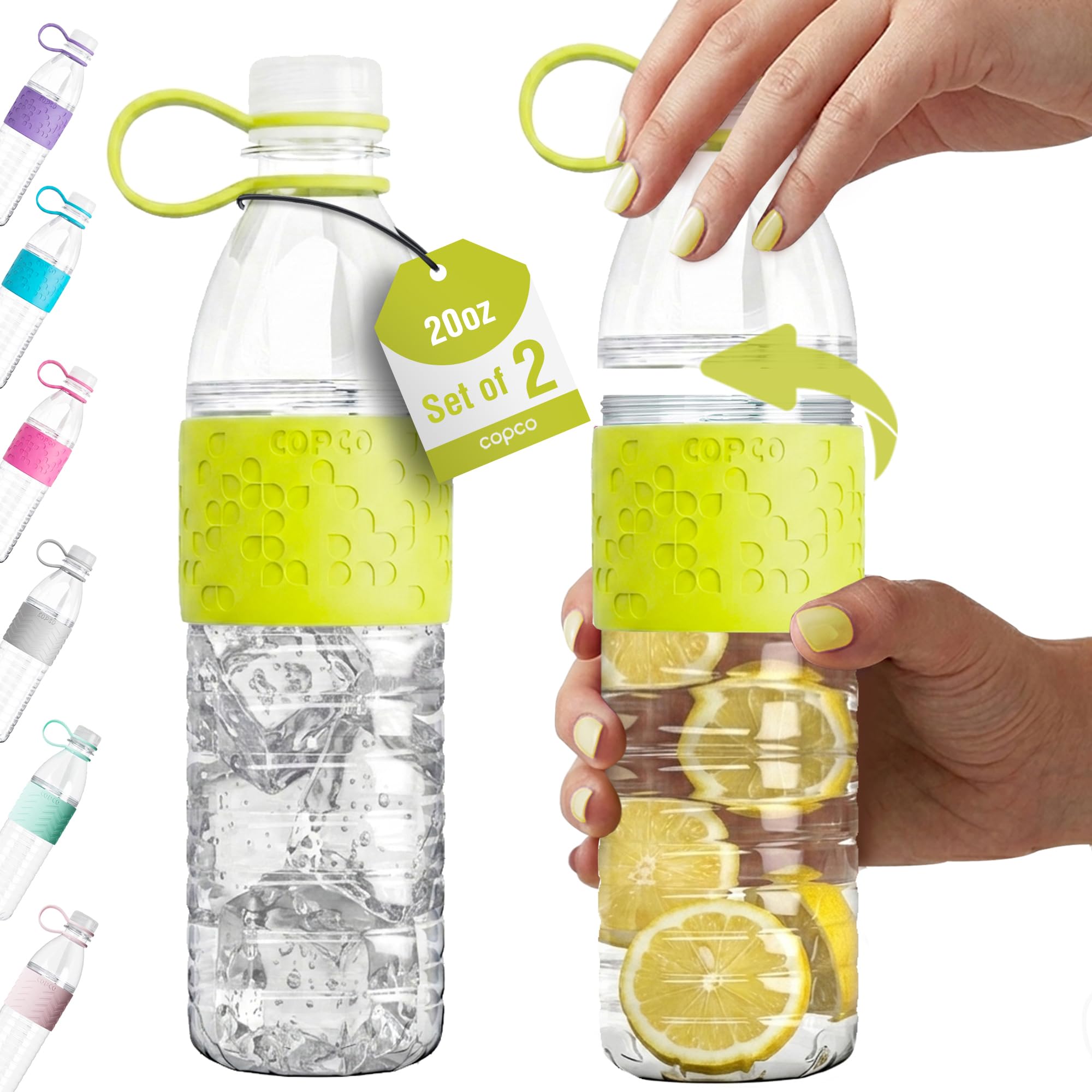 Copco Hydra Water Bottle 20 Oz - Lime Green, Set of 2