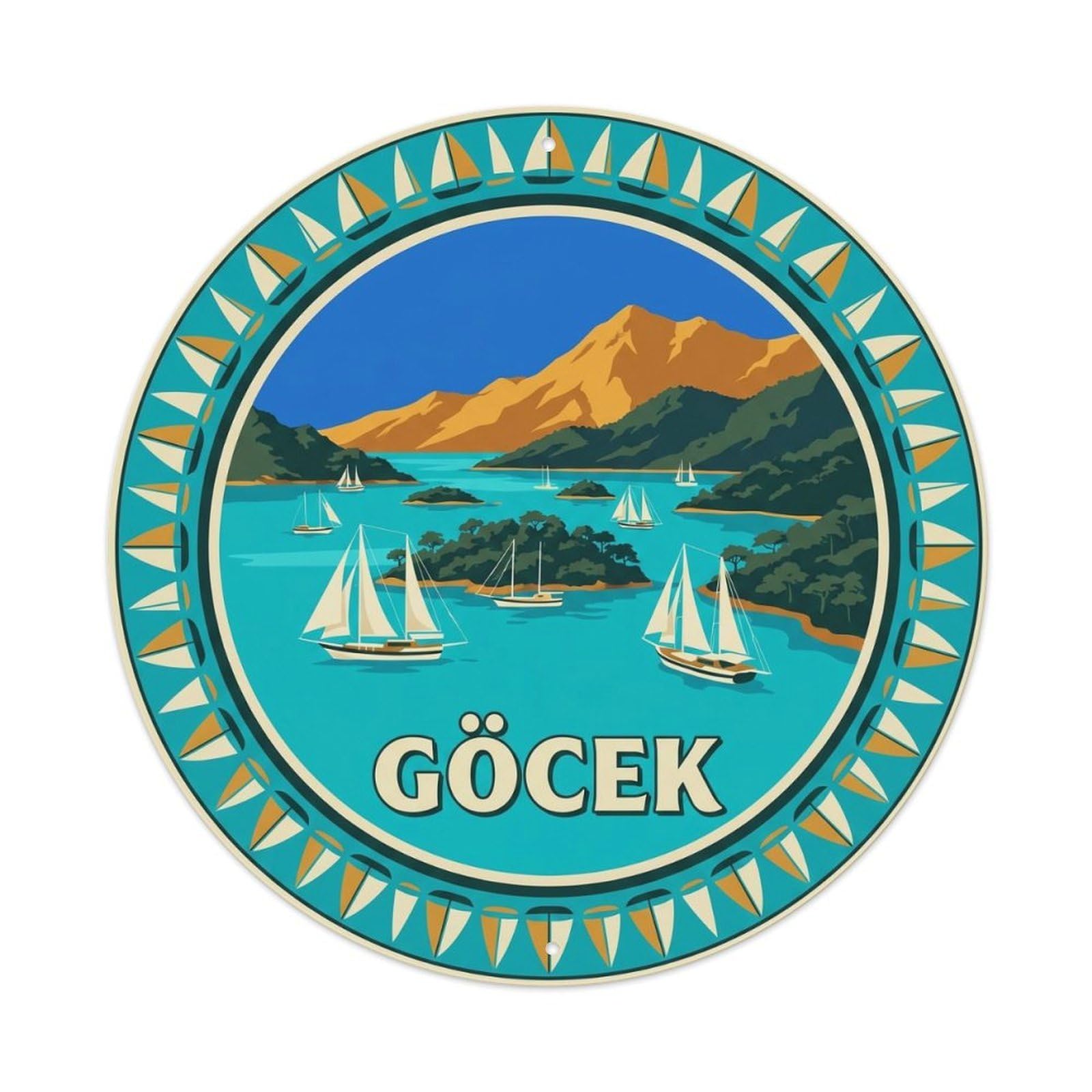 Mugla Gocek Twelve Islands Turkey Nature Travel Classic Metal Tin Sign