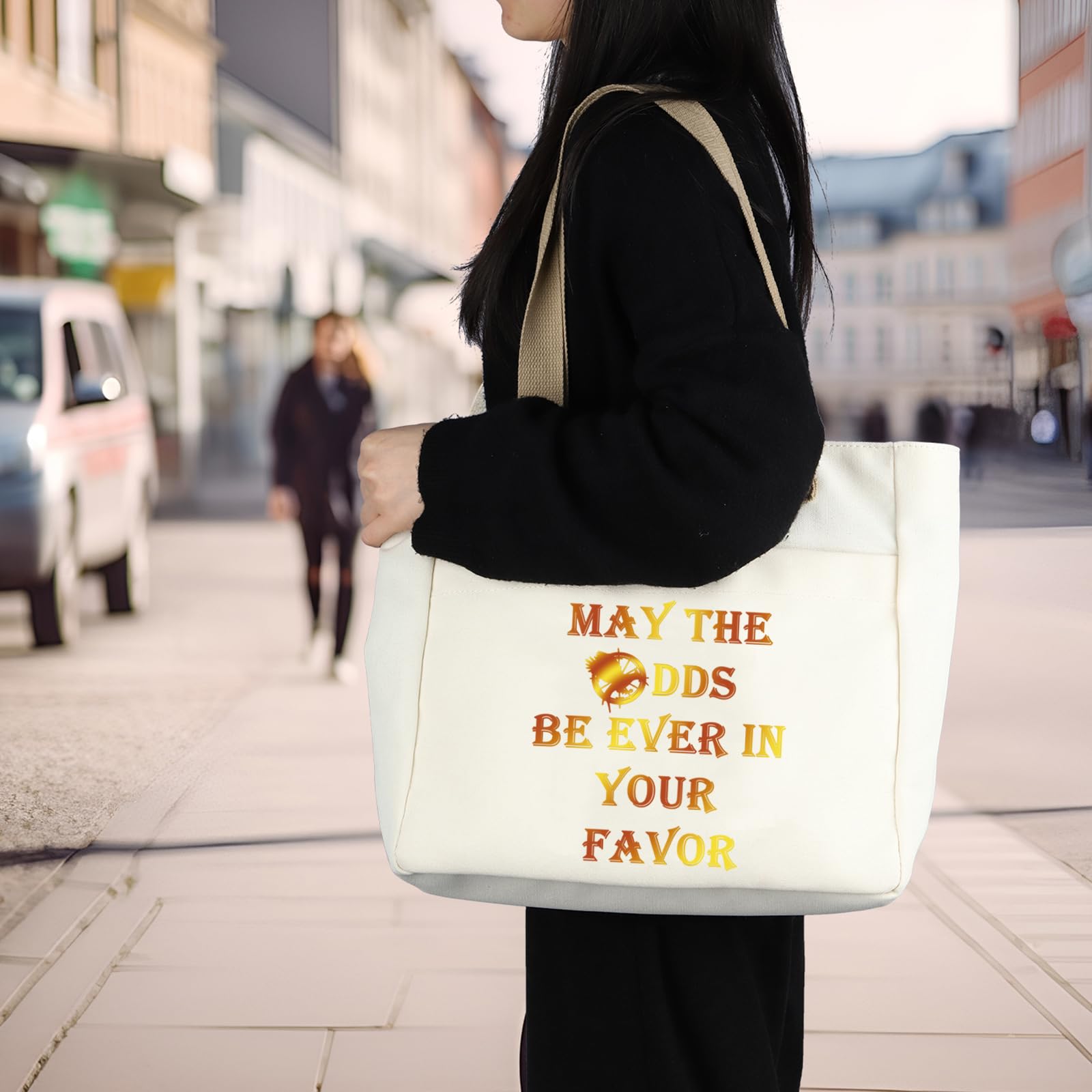 PLITI Hunger Movie Inspired Gift May The Odds Be Ever In Your Favor Tote Bag For Hunger Fans Shoulder Bag Katniss Fans Gift (Be ever in favor TBU) - Image 4