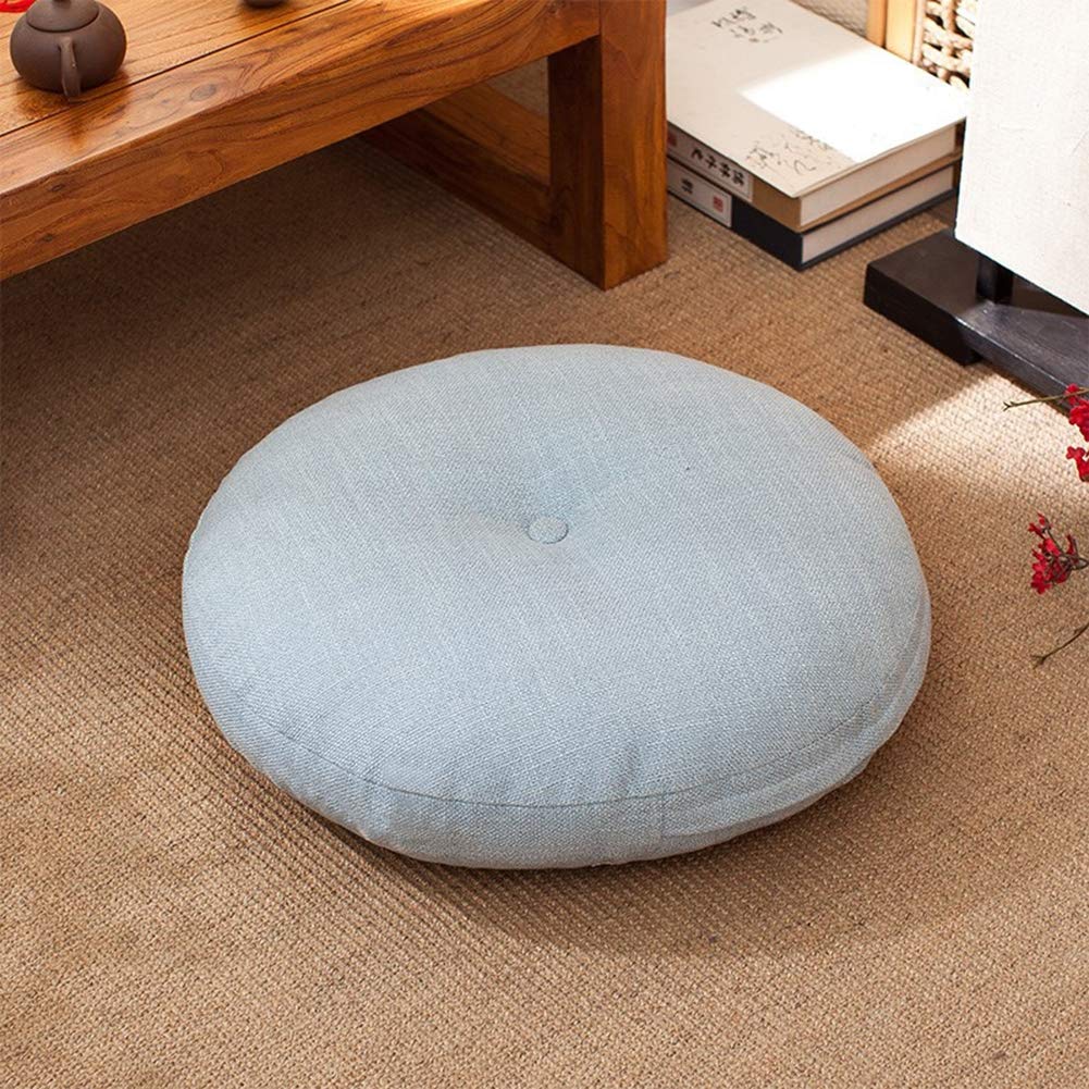 Rond Coussin de Sol épais en Lin épais de Style Japonais Tatami Coussin pour Chaise de Balcon de Canapé de Plancher de Patio Coussins,C,60x60cm