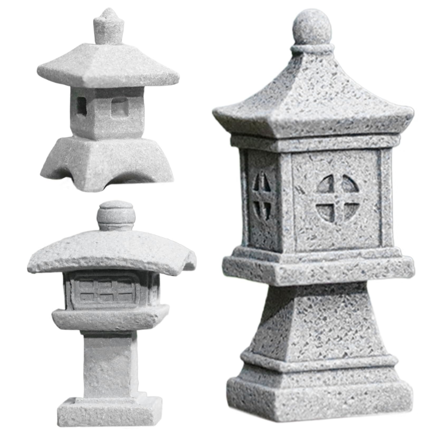 Whyzsjnclg 3PCS Japanese Garden Decor Mini Pagoda Garden Statue Waterproof for Patio Micro Landscape Yard Bonsai Decor