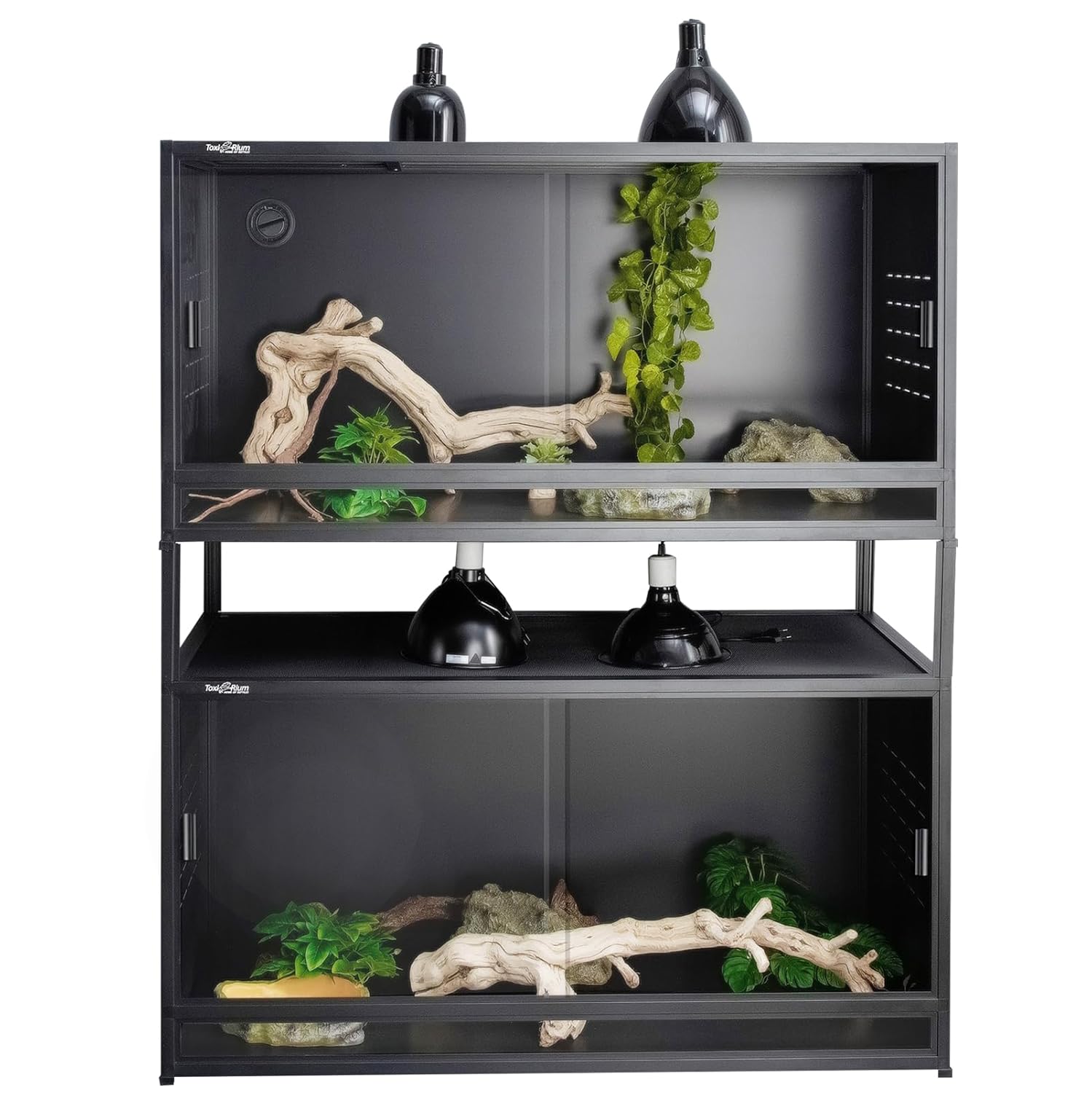 Stackable PVC Reptile Enclosures 44 Gallon ToxiRium Large Reptile 40''x16''x16 Space efficient Tank for Bearded Dragon Lizard Snake,Wide Breeding Vivarium with Sliding Glass Doors Lock-with spacers